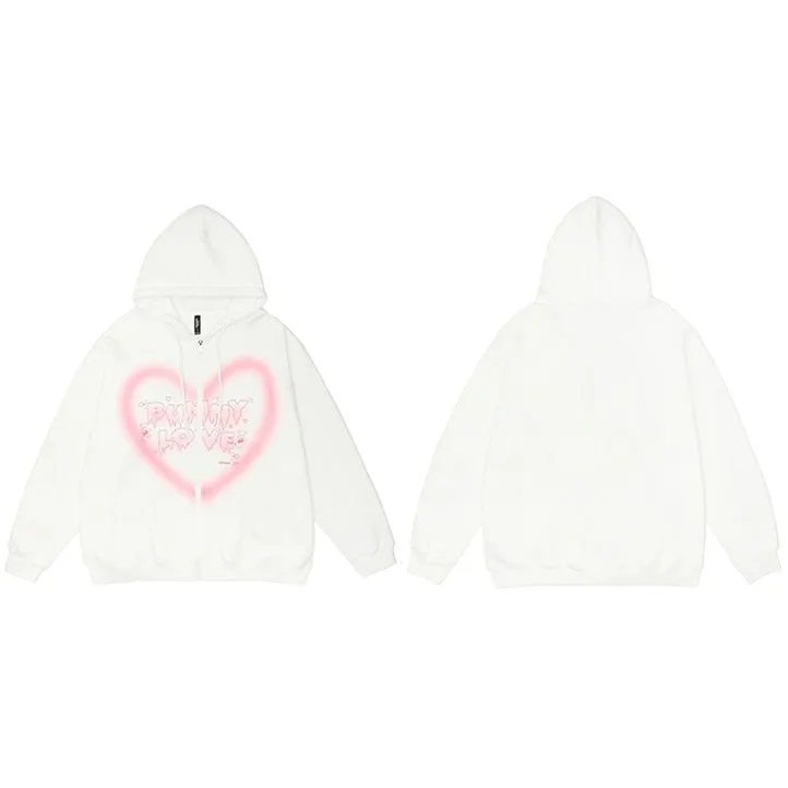 Heart Shape The BUNNY LOVE Anime Zipper Hoodie