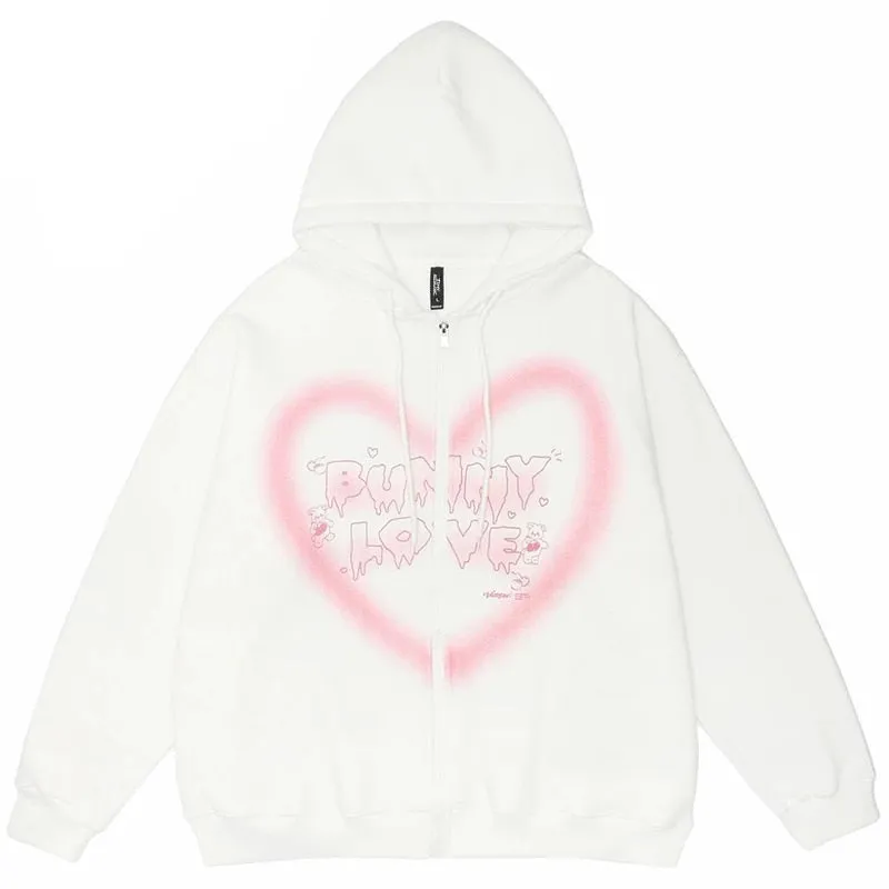 Heart Shape The BUNNY LOVE Anime Zipper Hoodie