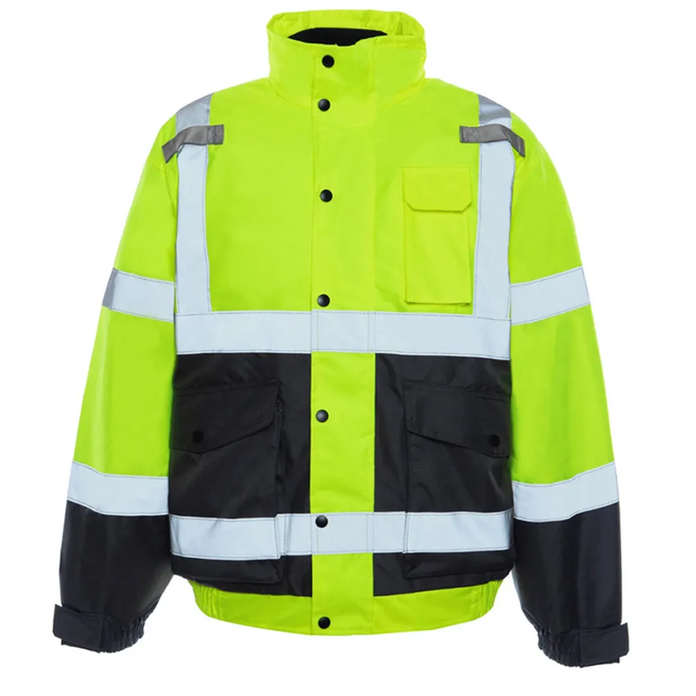 Hi-Vis Bomber Jacket with Removable Fleece & Teflon Fabric Protector - UHV563