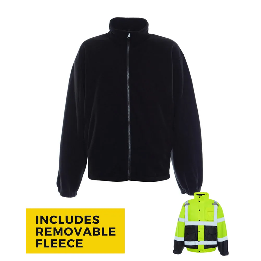 Hi-Vis Bomber Jacket with Removable Fleece & Teflon Fabric Protector - UHV563