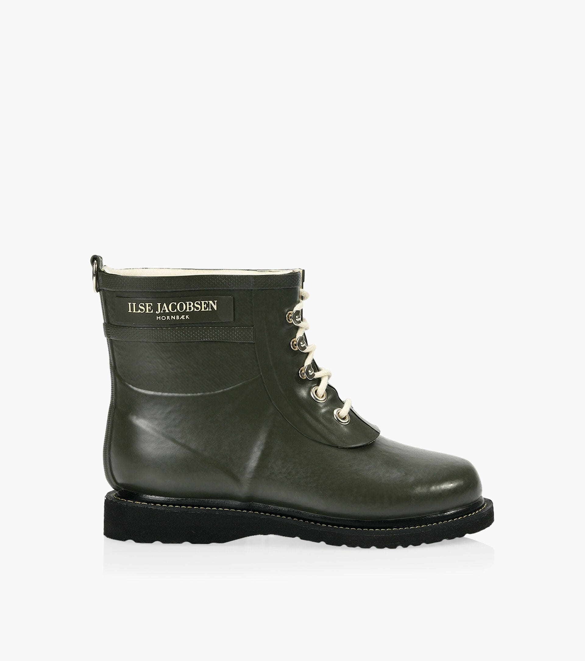 Ilse Jacobsen Army Green Rubber Boot with Laces - DKK 1050