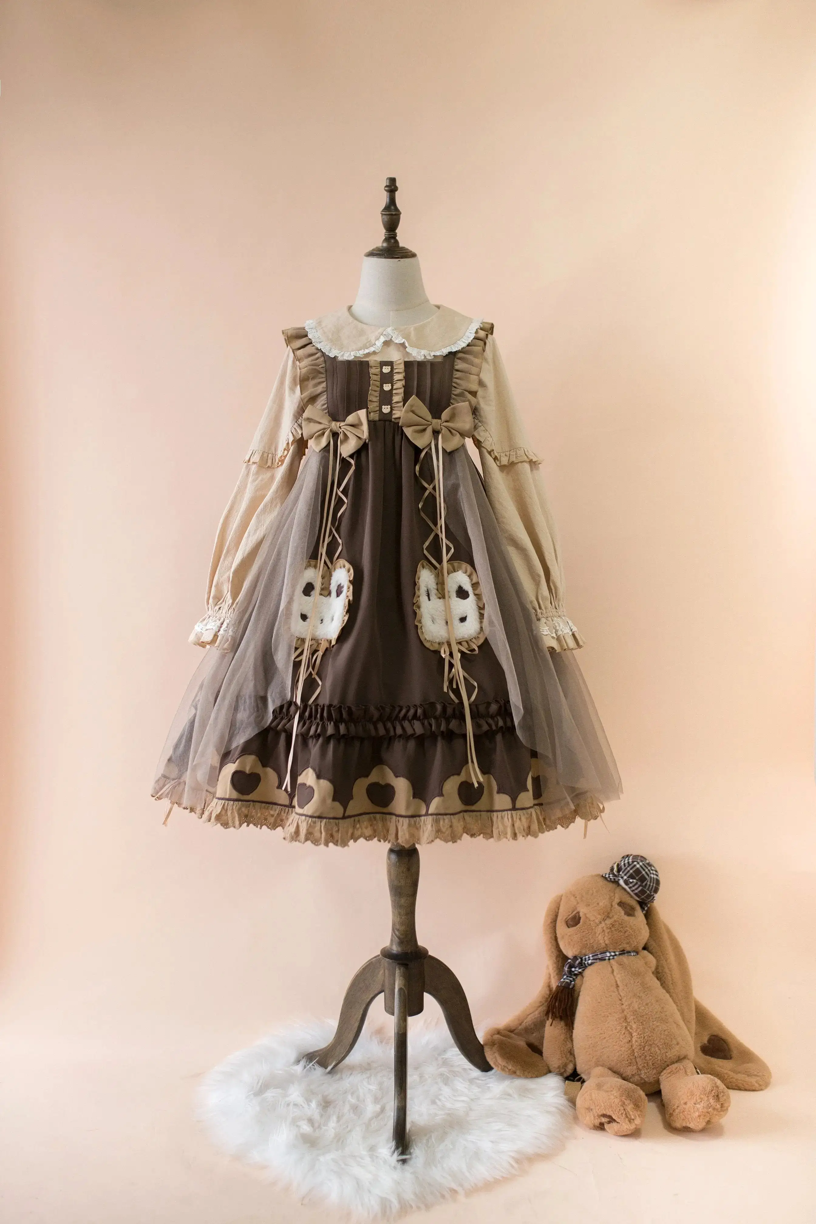 Japanese Sweet Lolita Cute Rabbit Ruffles Bow Jsk Princess Dress MK16741