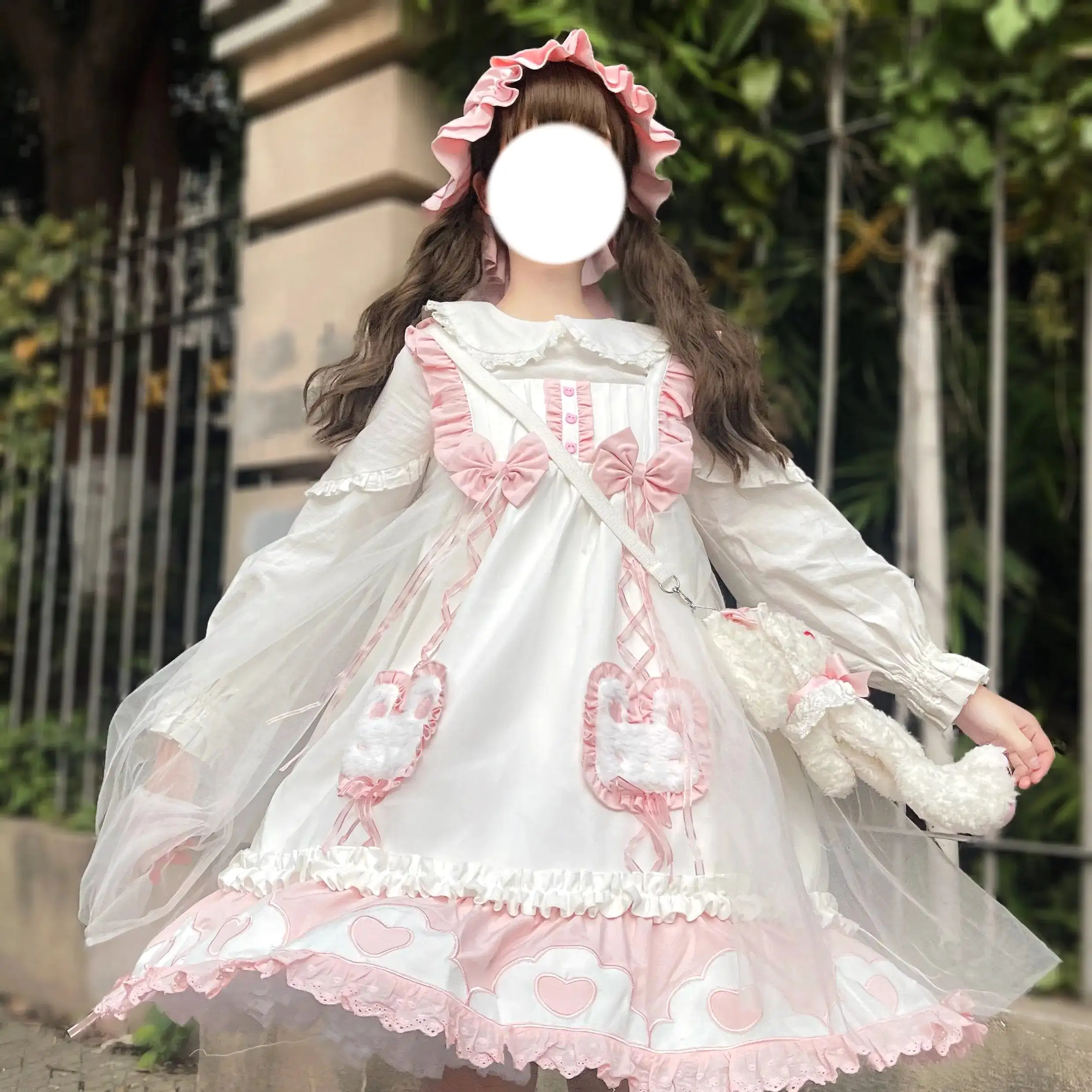 Japanese Sweet Lolita Cute Rabbit Ruffles Bow Jsk Princess Dress MK16741