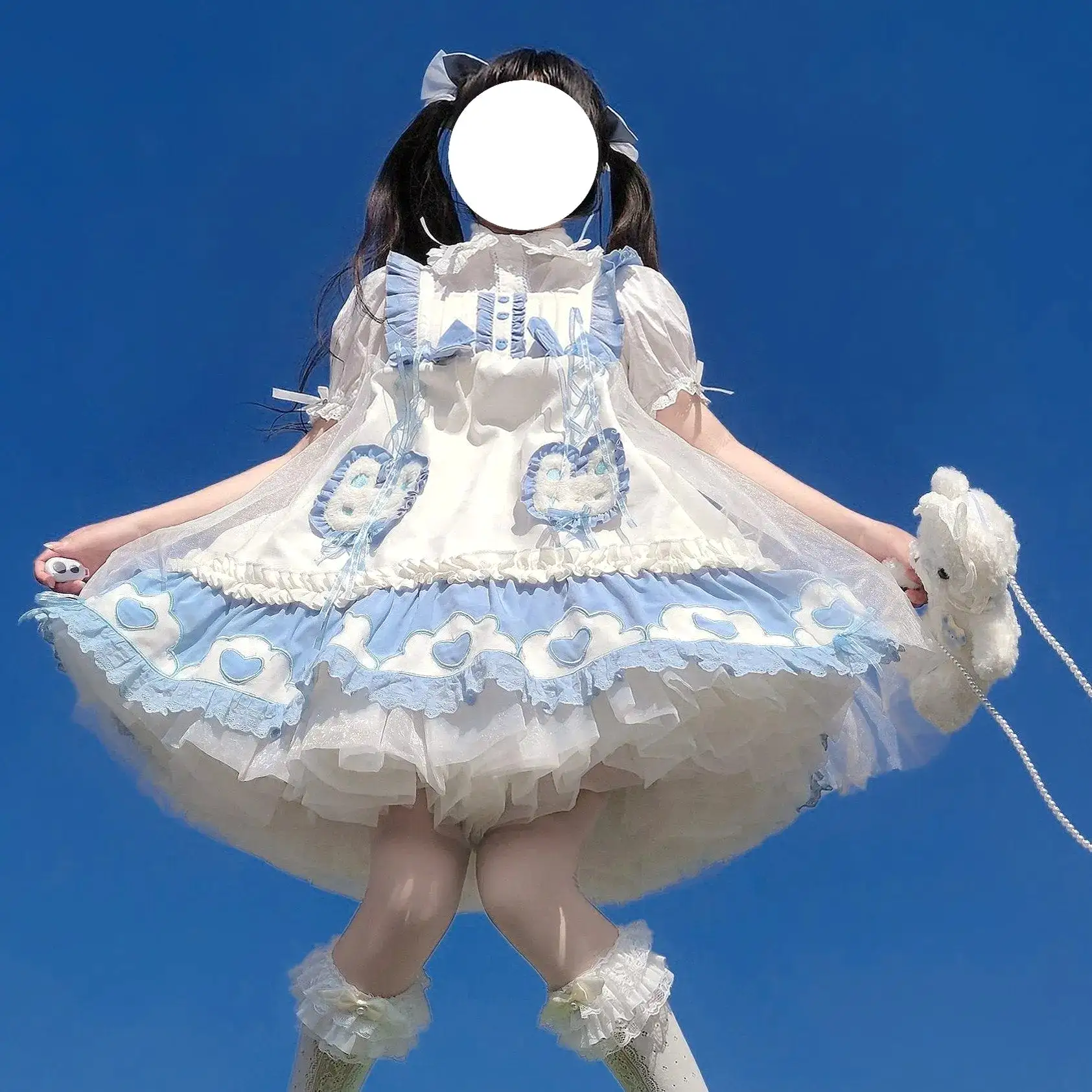 Japanese Sweet Lolita Cute Rabbit Ruffles Bow Jsk Princess Dress MK16741