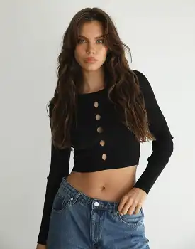 Jereena Long Sleeve Top (Black)