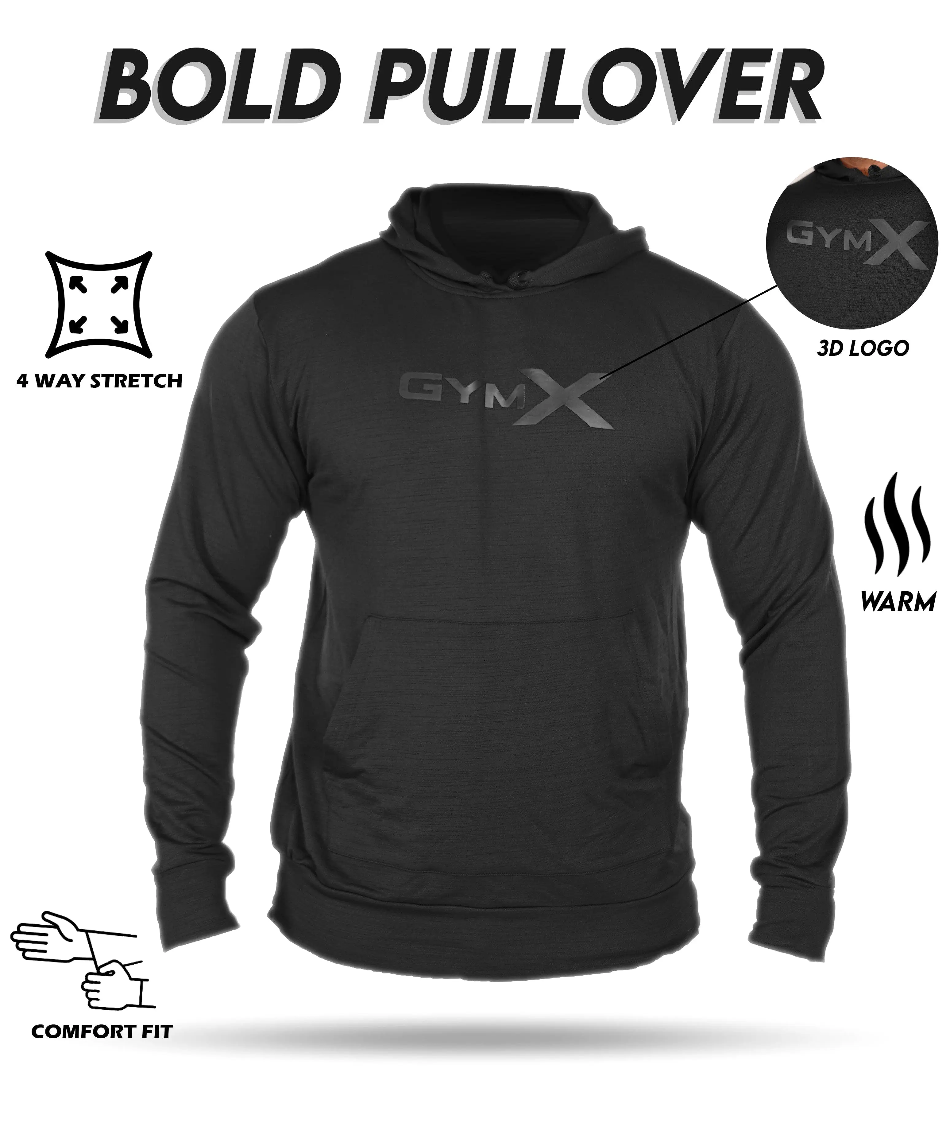 Jet Black GymX Bold Pullover - Sale