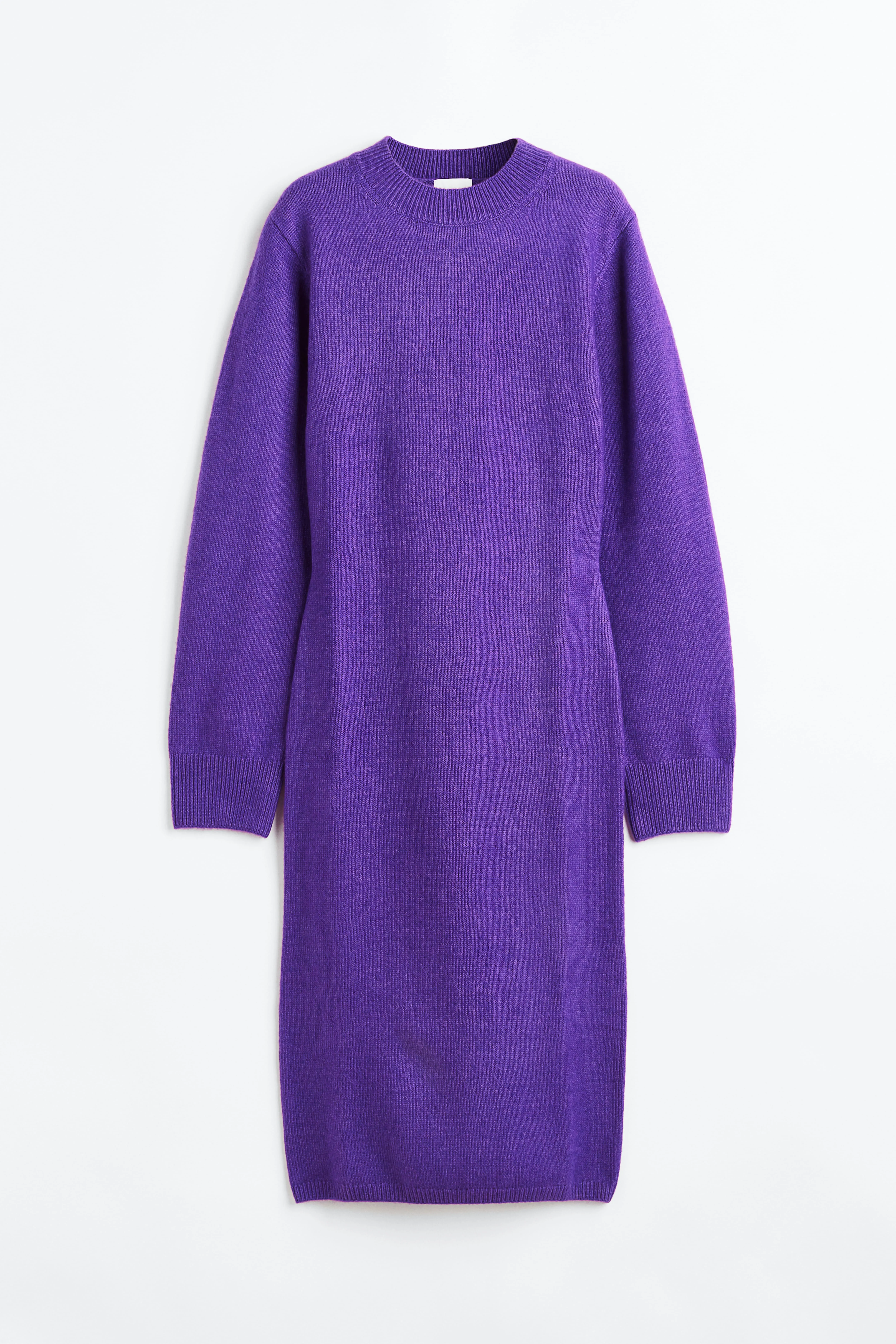 Knitted bodycon dress - Round neck - Long sleeve - Purple - Ladies | H&M GB