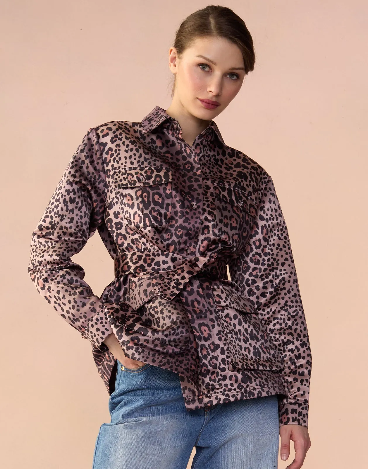 Leopardess Satin Safari Jacket