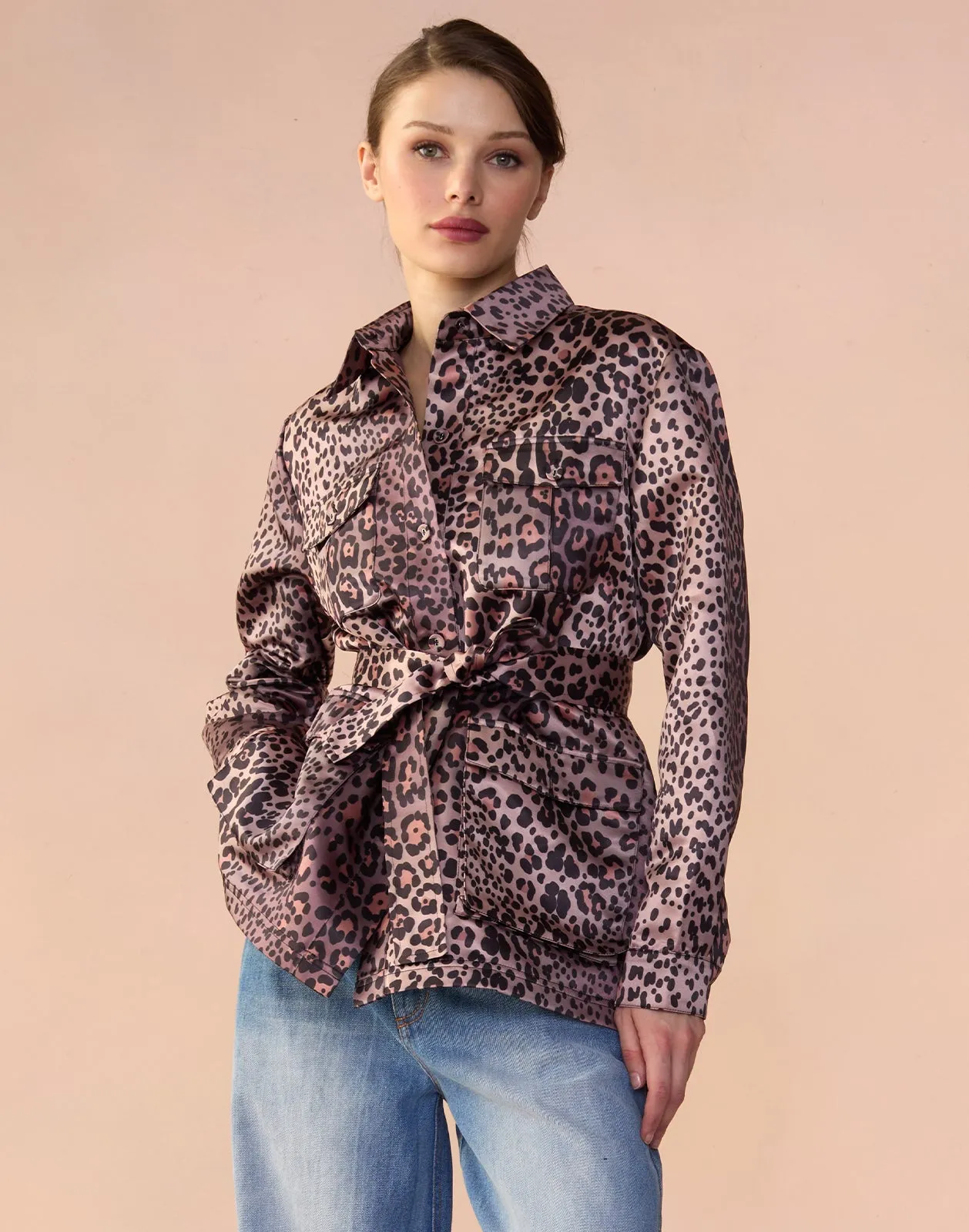 Leopardess Satin Safari Jacket