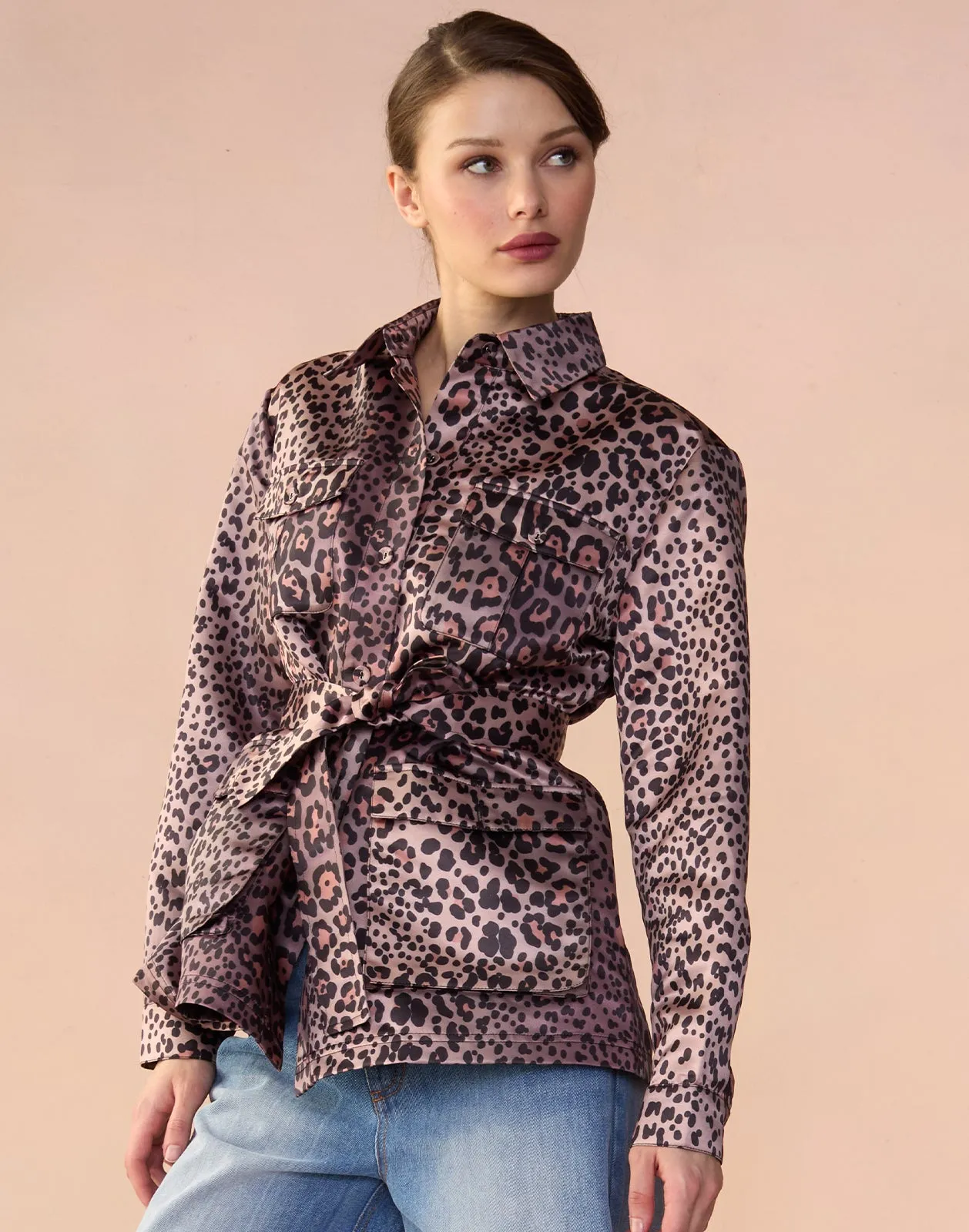 Leopardess Satin Safari Jacket