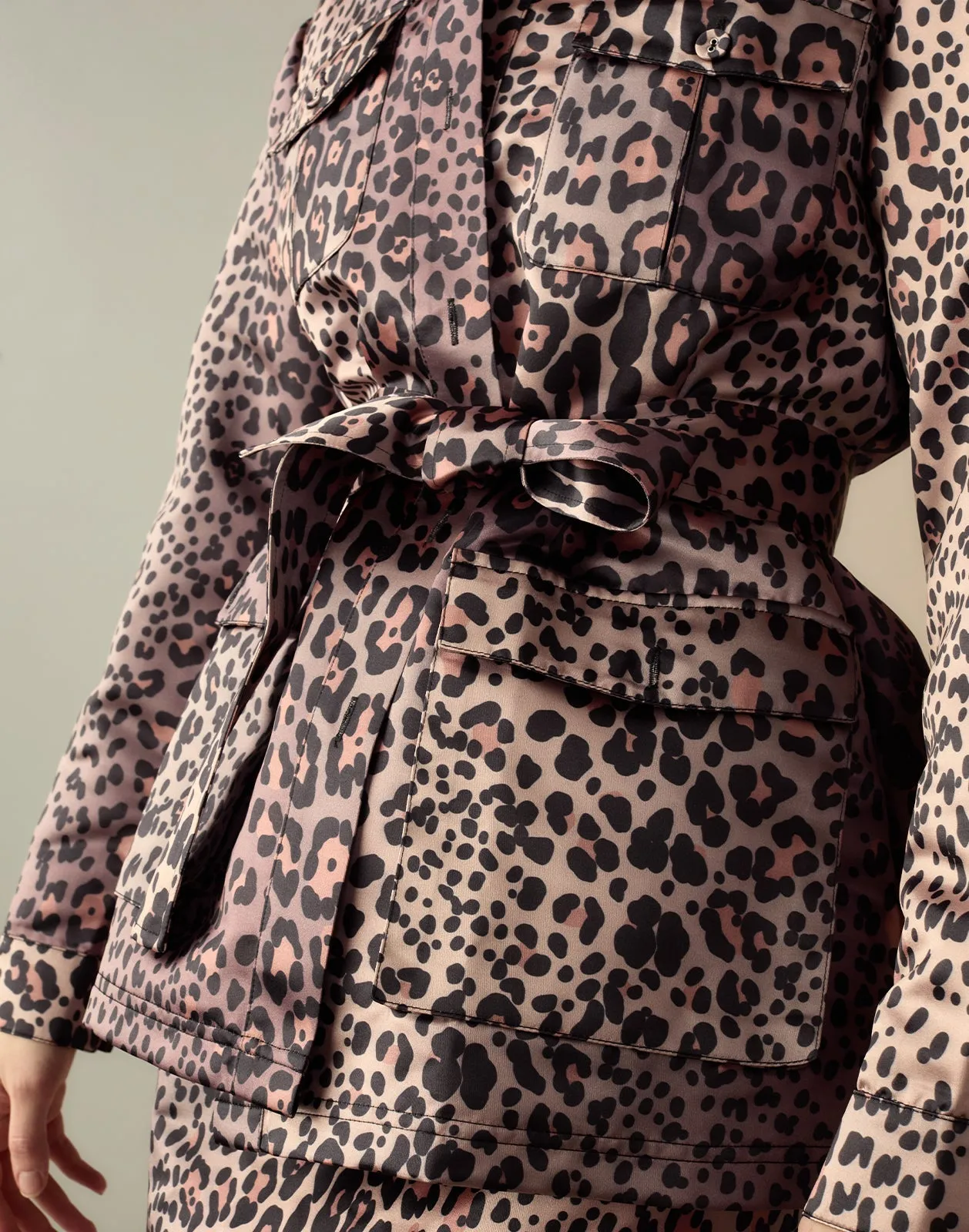 Leopardess Satin Safari Jacket