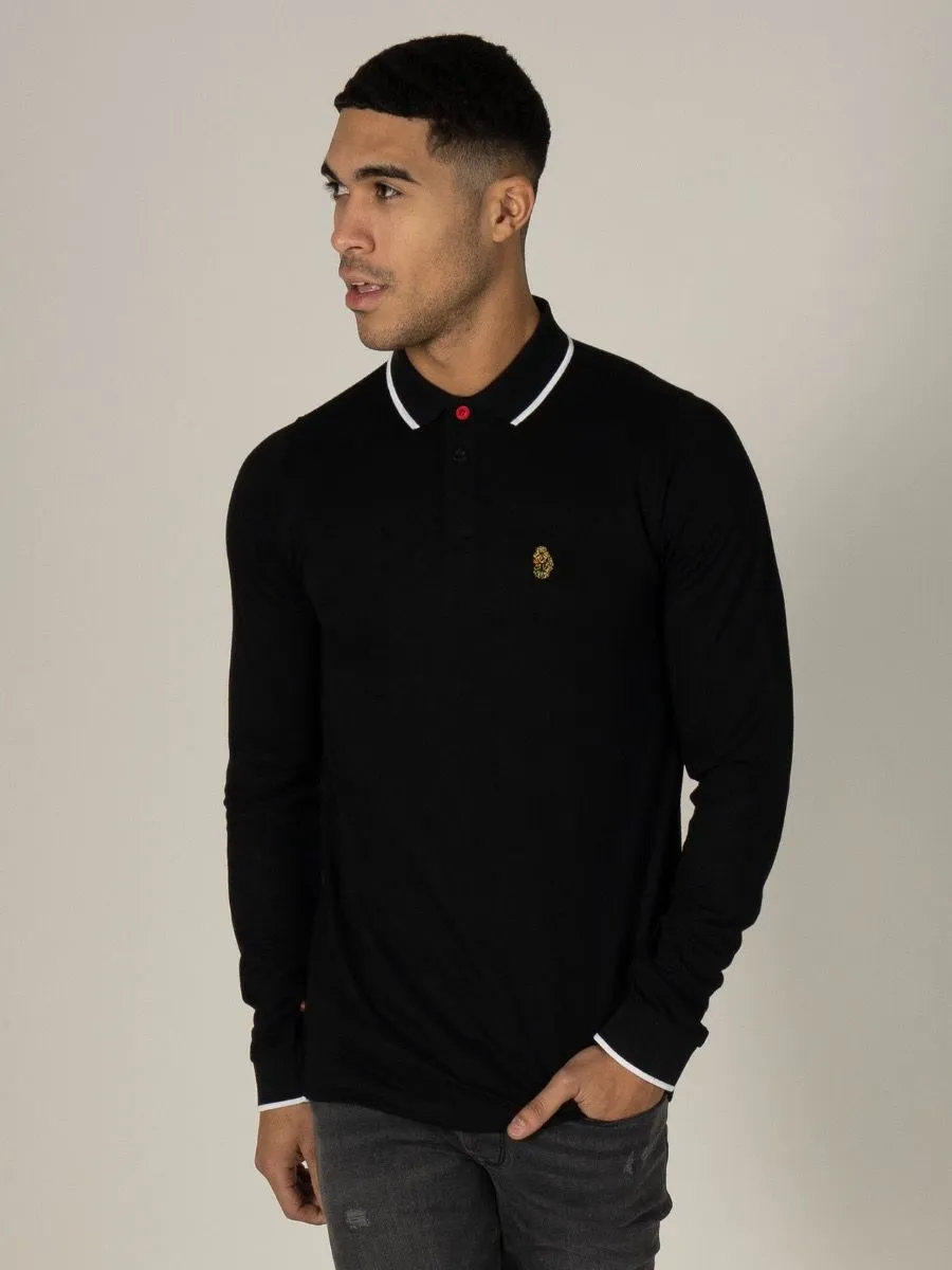 Luke 1977 Meadtastic Sport Long Sleeve Pique Polo Shirt Jet Black