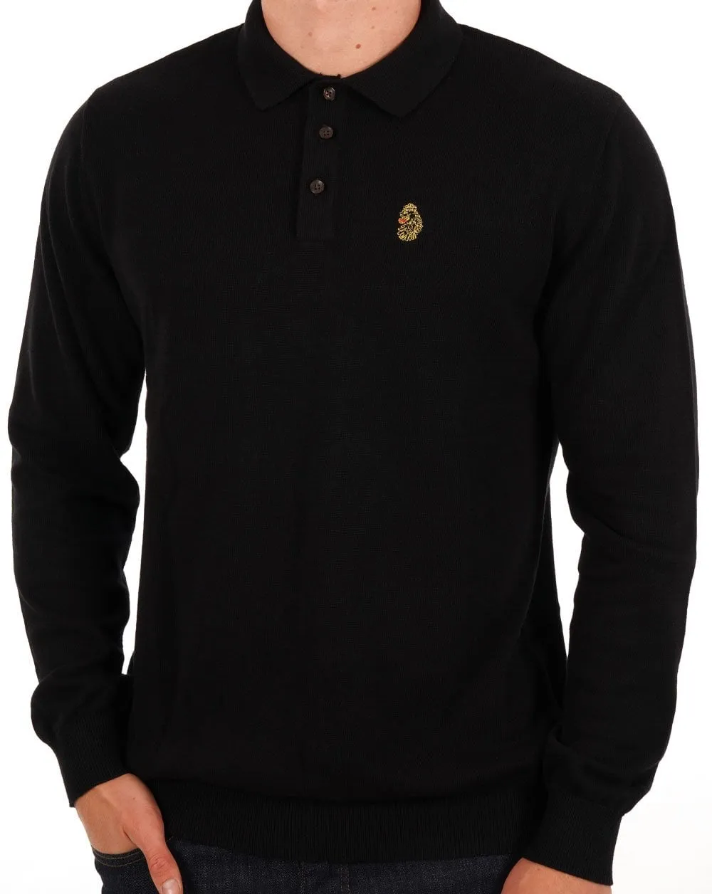 Luke San Francisco Knitted Polo Jet Black