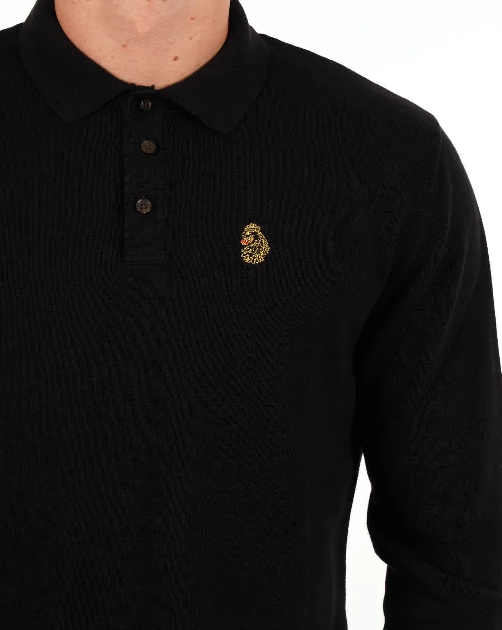 Luke San Francisco Knitted Polo Jet Black