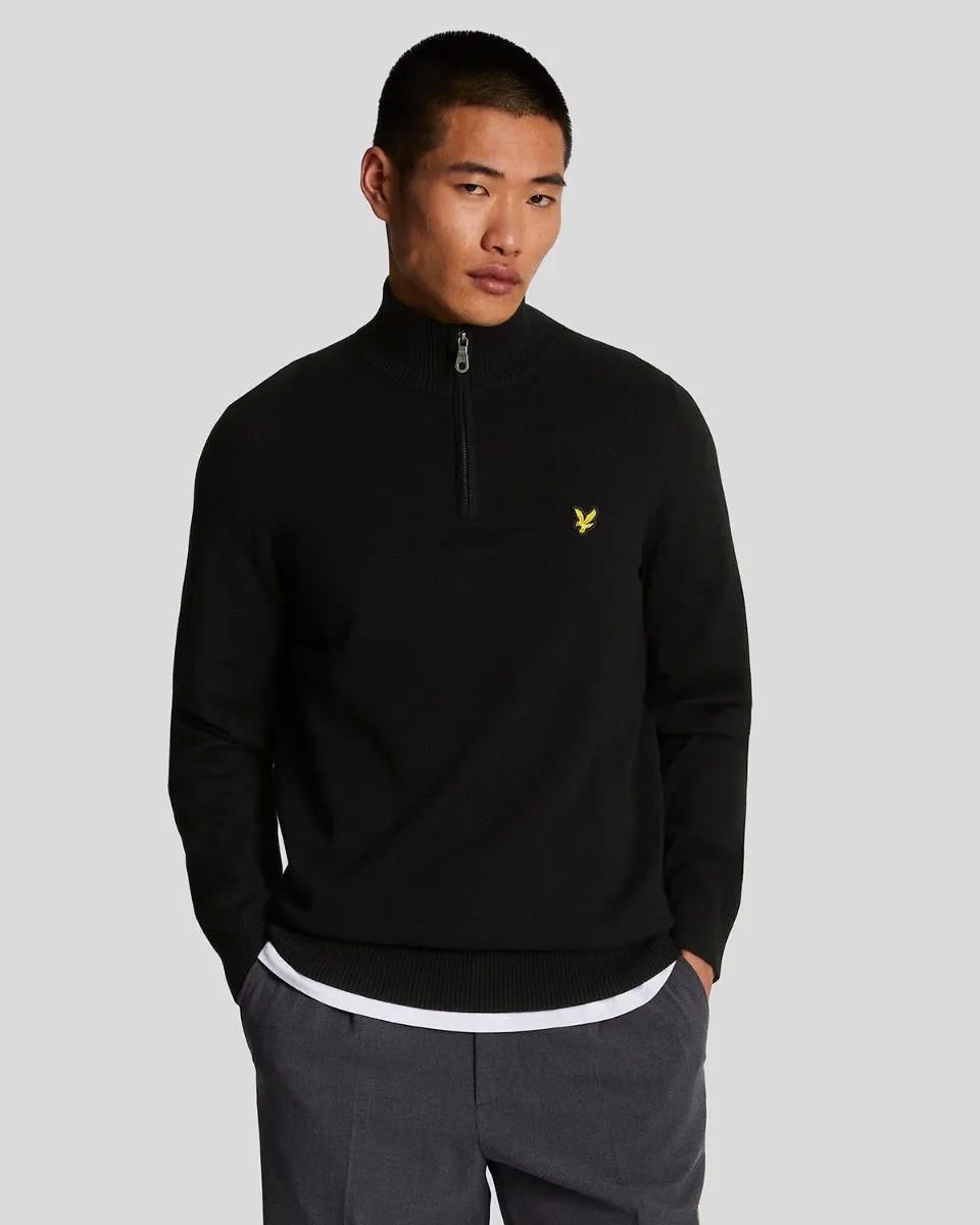 Lyle & Scott Knitted Quarter Zip Jumper Jet Black