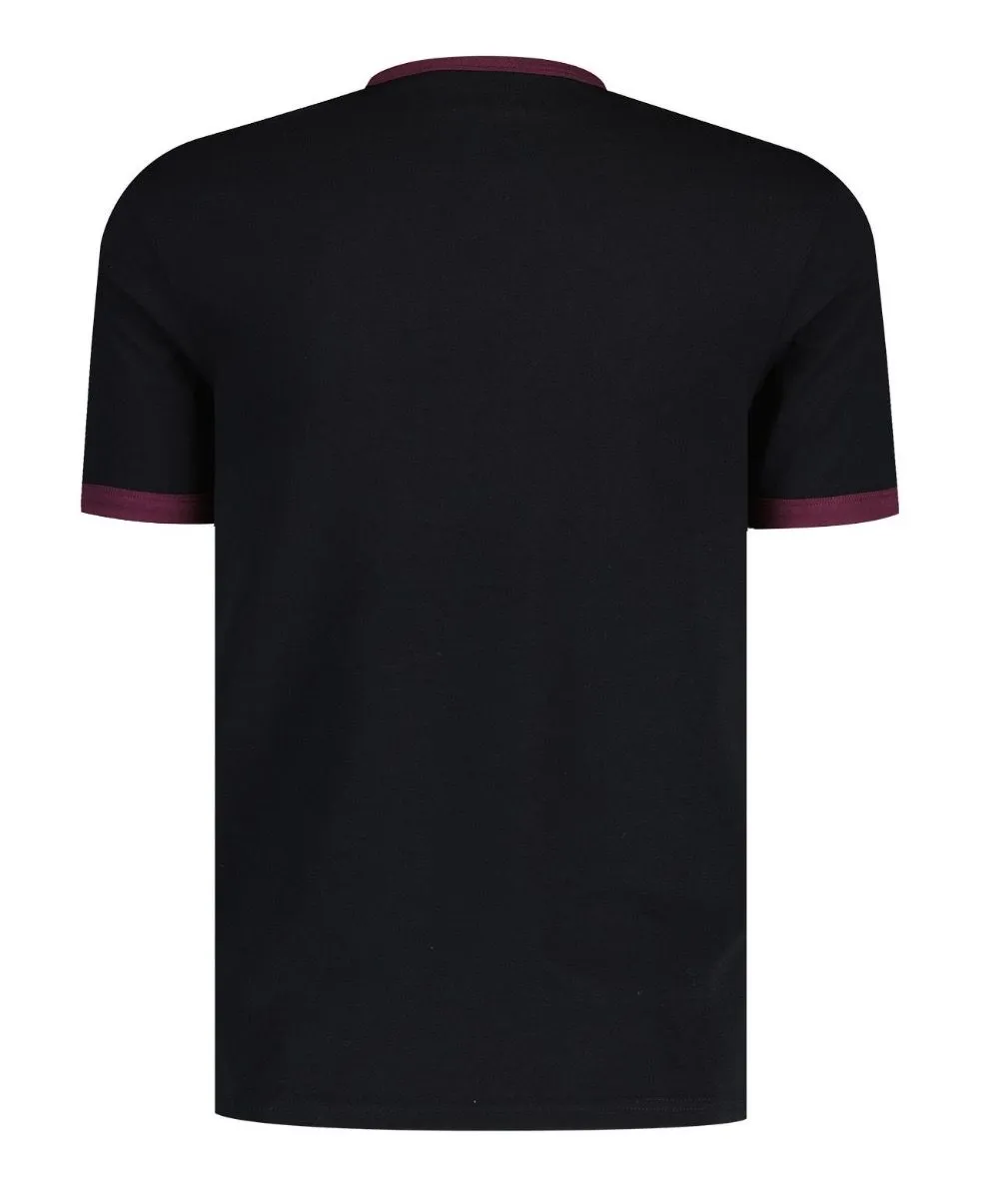 Lyle & Scott Ringer Crew Neck T-Shirt Jet Black/Burgundy