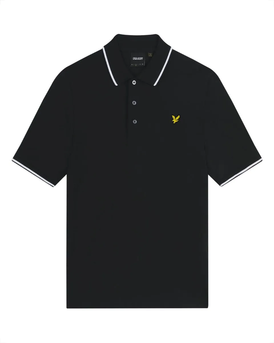 Lyle & Scott Tipped Short Sleeve Polo Shirt Jet Black/White