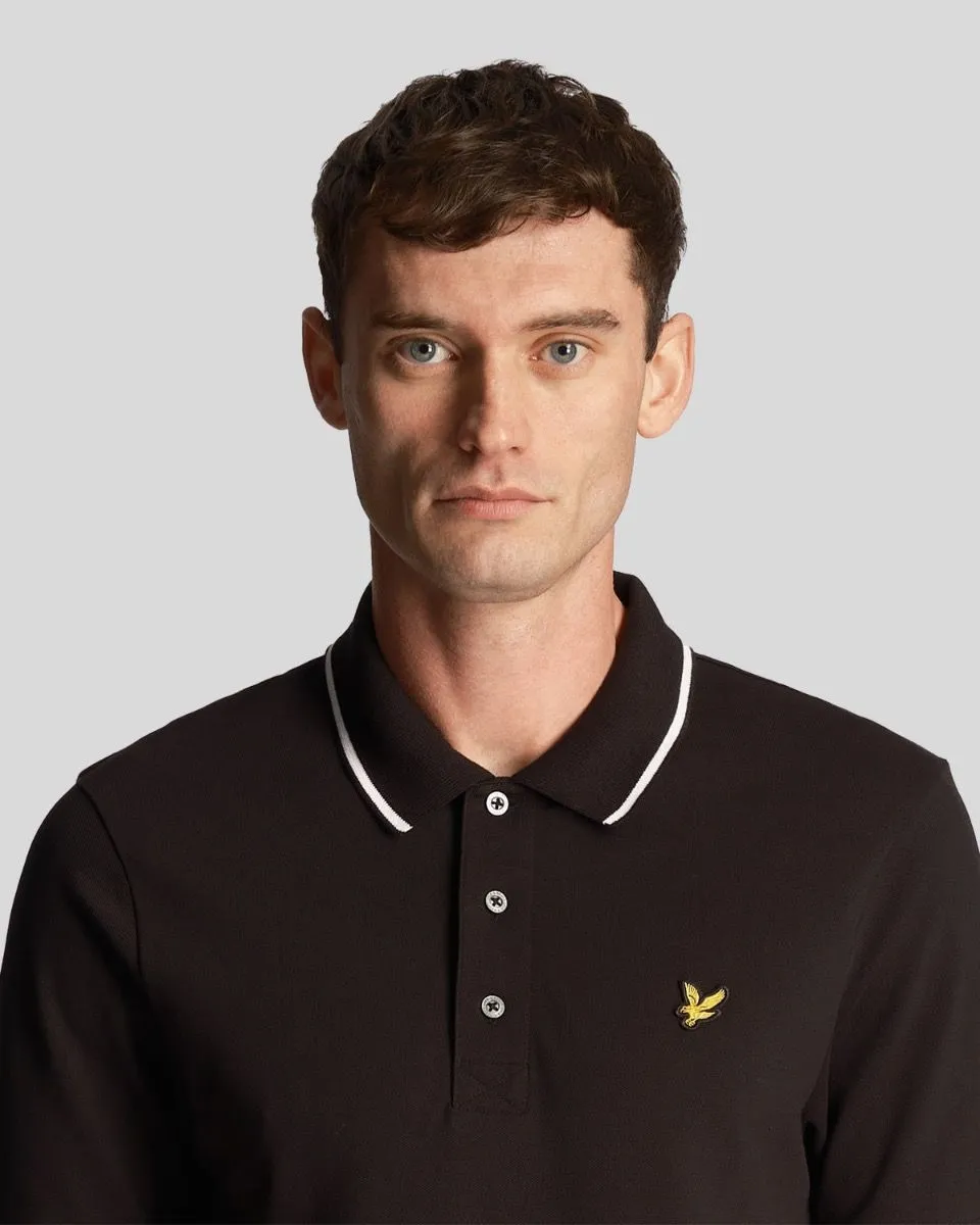 Lyle & Scott Tipped Short Sleeve Polo Shirt Jet Black/White