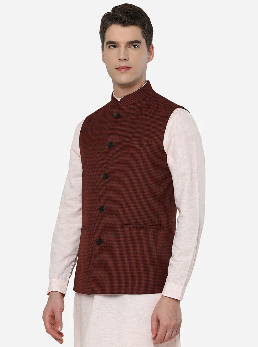 Maroon & Brown Modi Jacket | JadeBlue