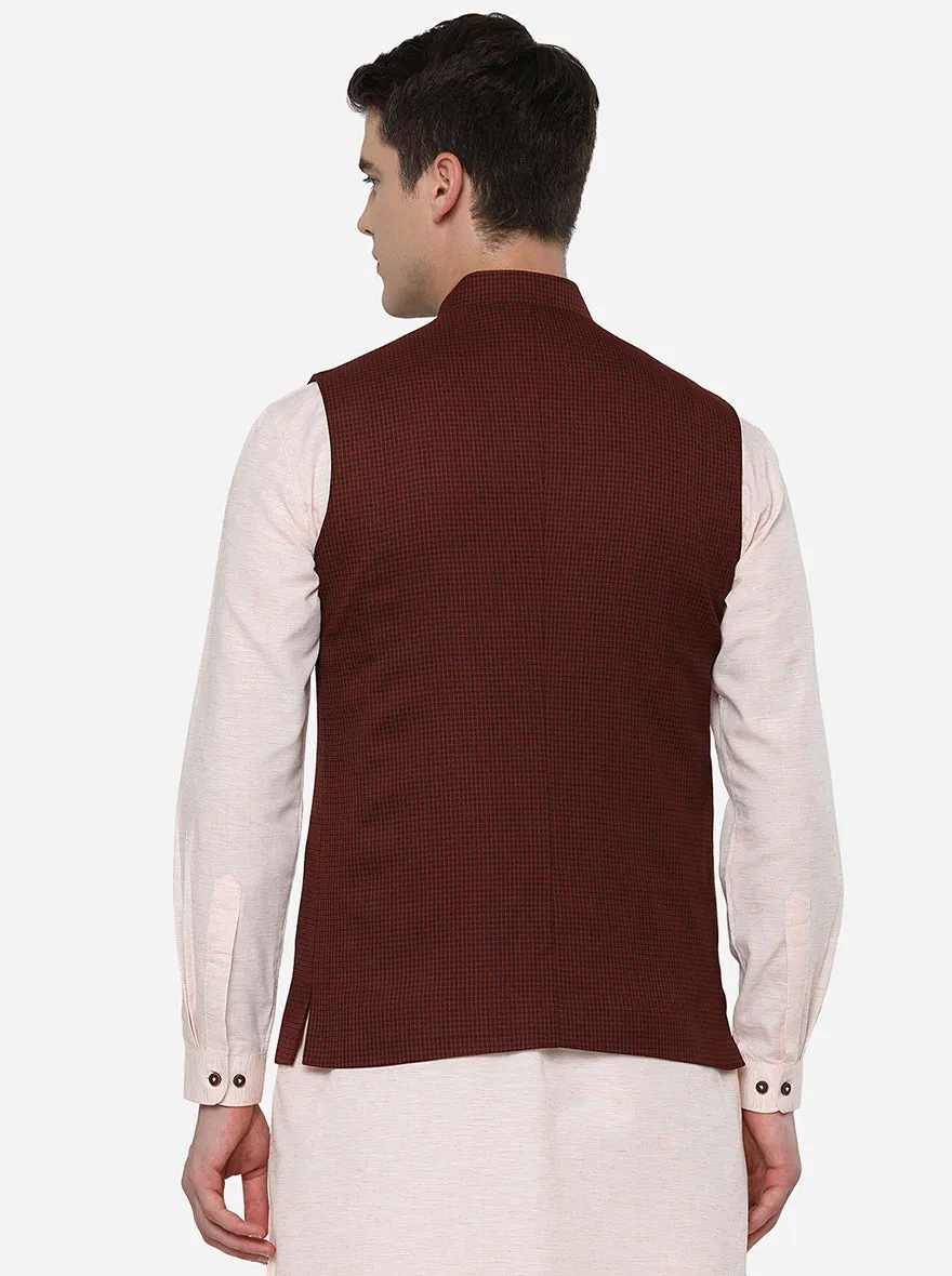 Maroon & Brown Modi Jacket | JadeBlue