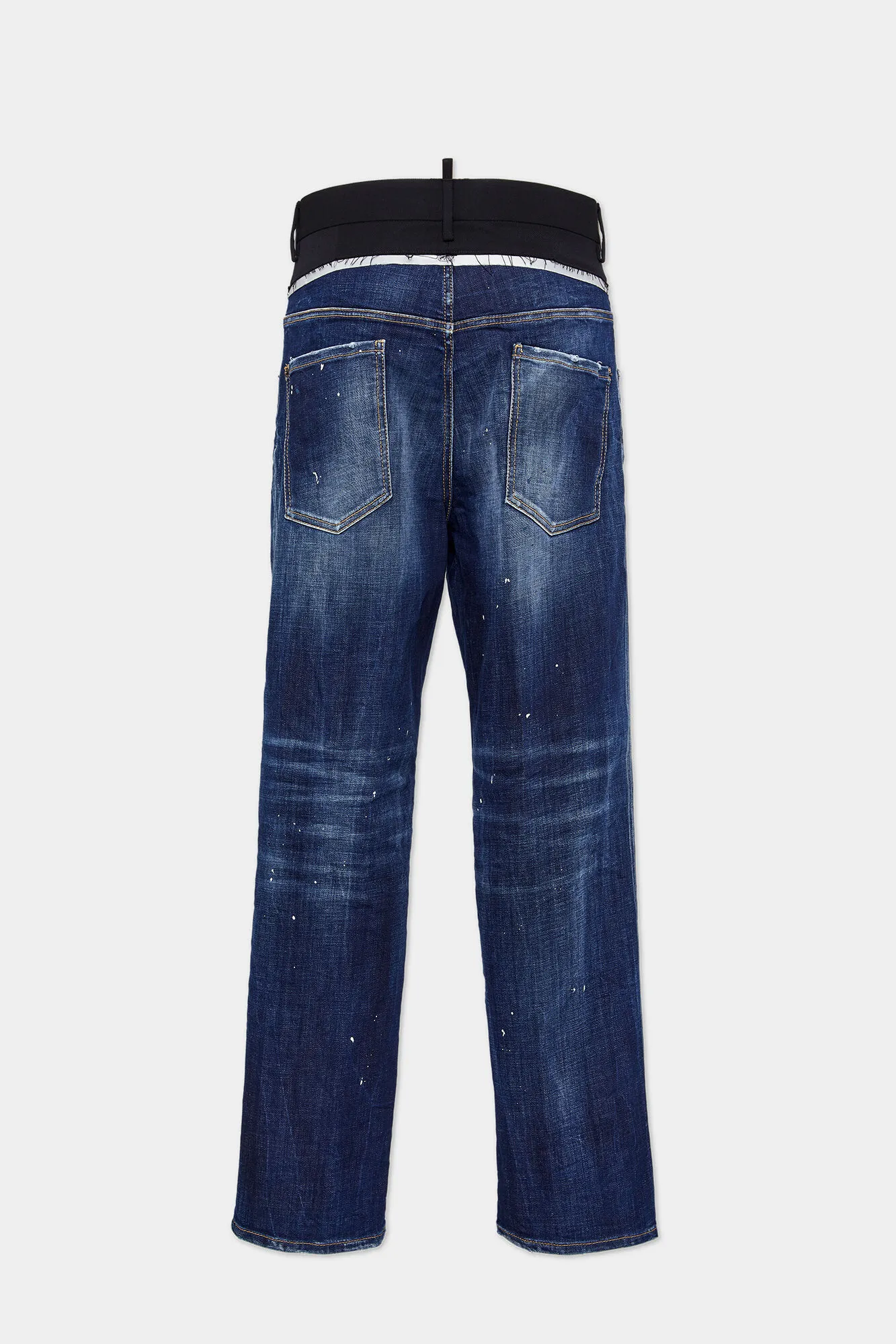 Medium White and Blue Spots Cut Off Loose Fit Jeans