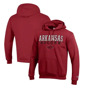 Men's Champion Cardinal Arkansas Razorbacks Soccer Stack Logo Powerblend Pullover Hoodie