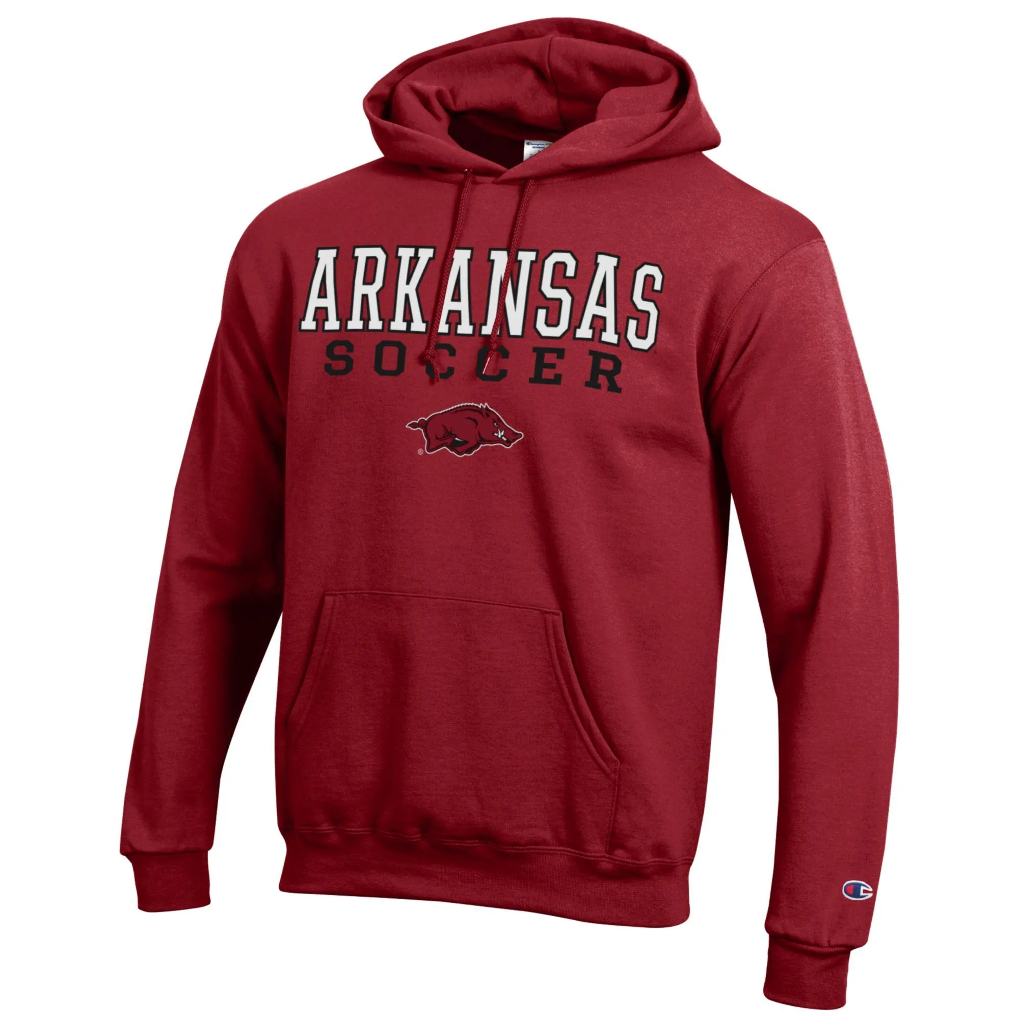 Men's Champion Cardinal Arkansas Razorbacks Soccer Stack Logo Powerblend Pullover Hoodie