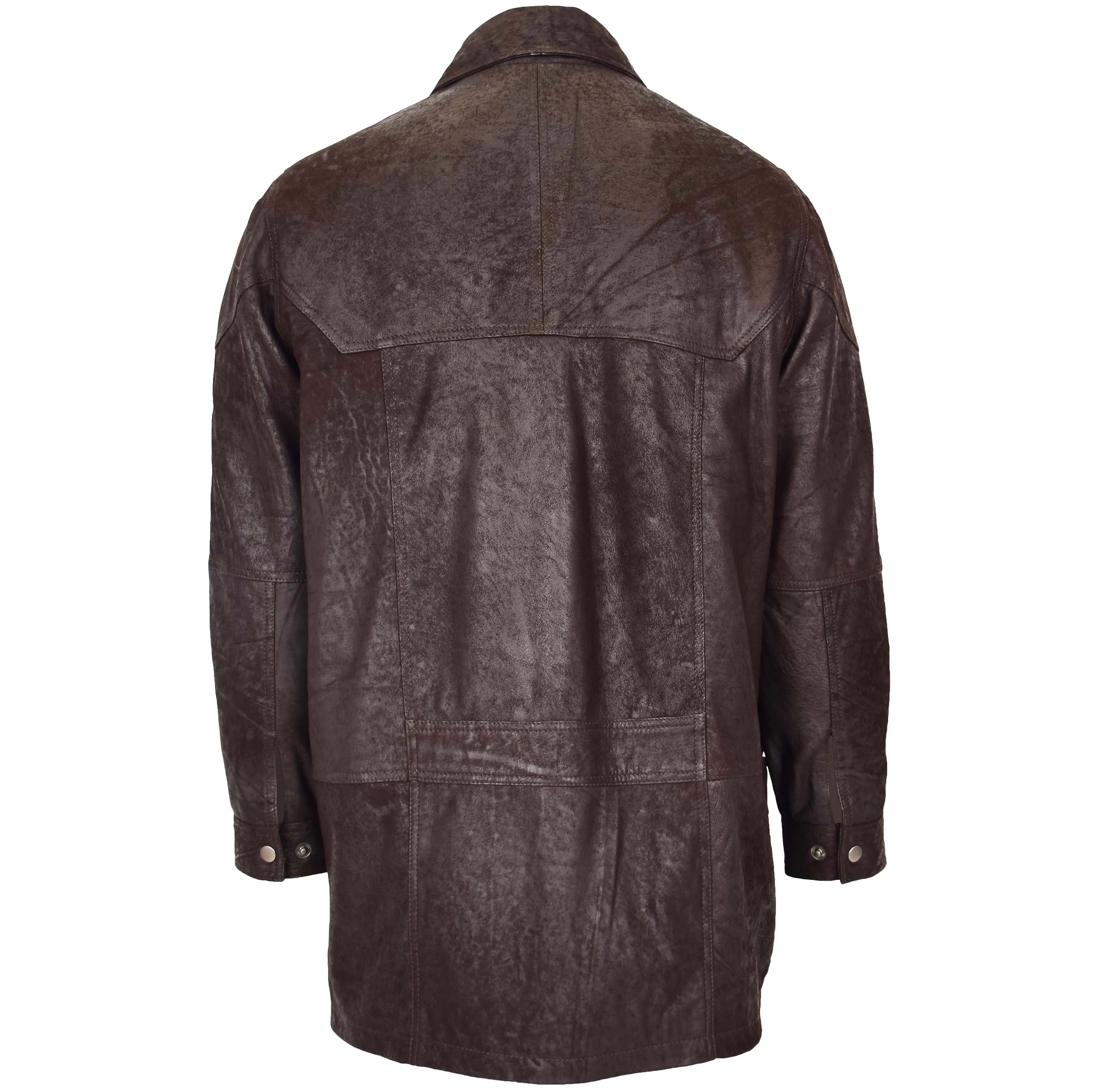 Mens Classic Leather Winter Car Coat M2 Brown