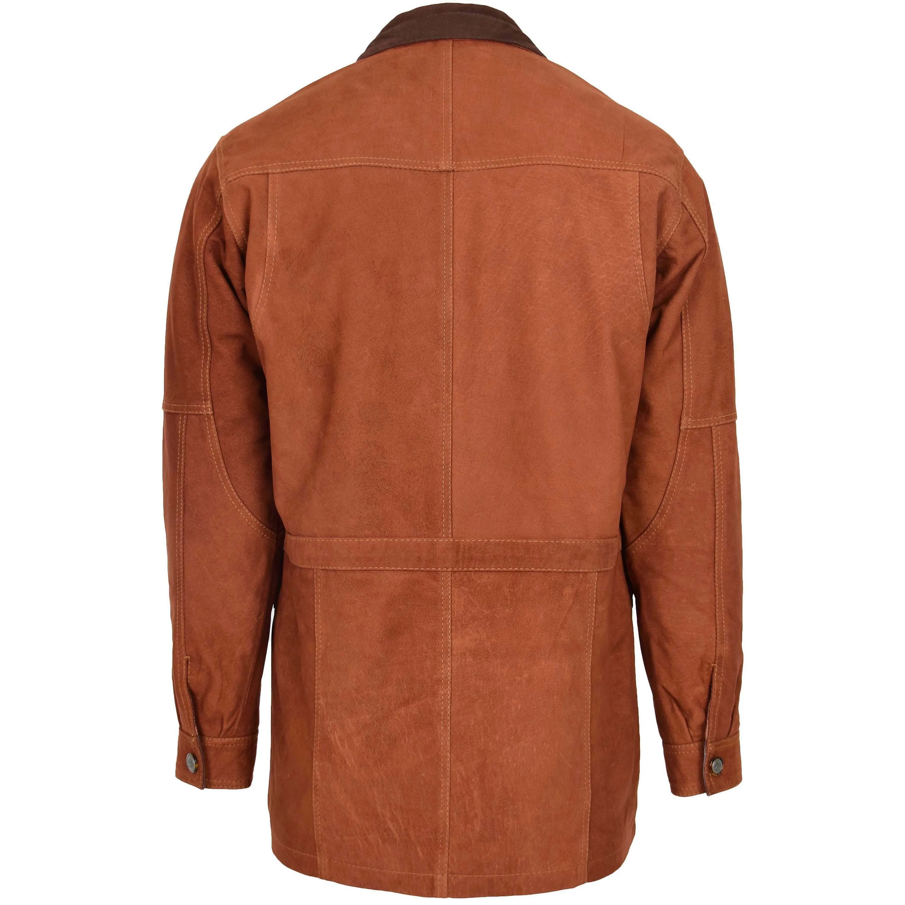 Mens Leather Winter Car Coat Hip Length Jason Tan Nubuck