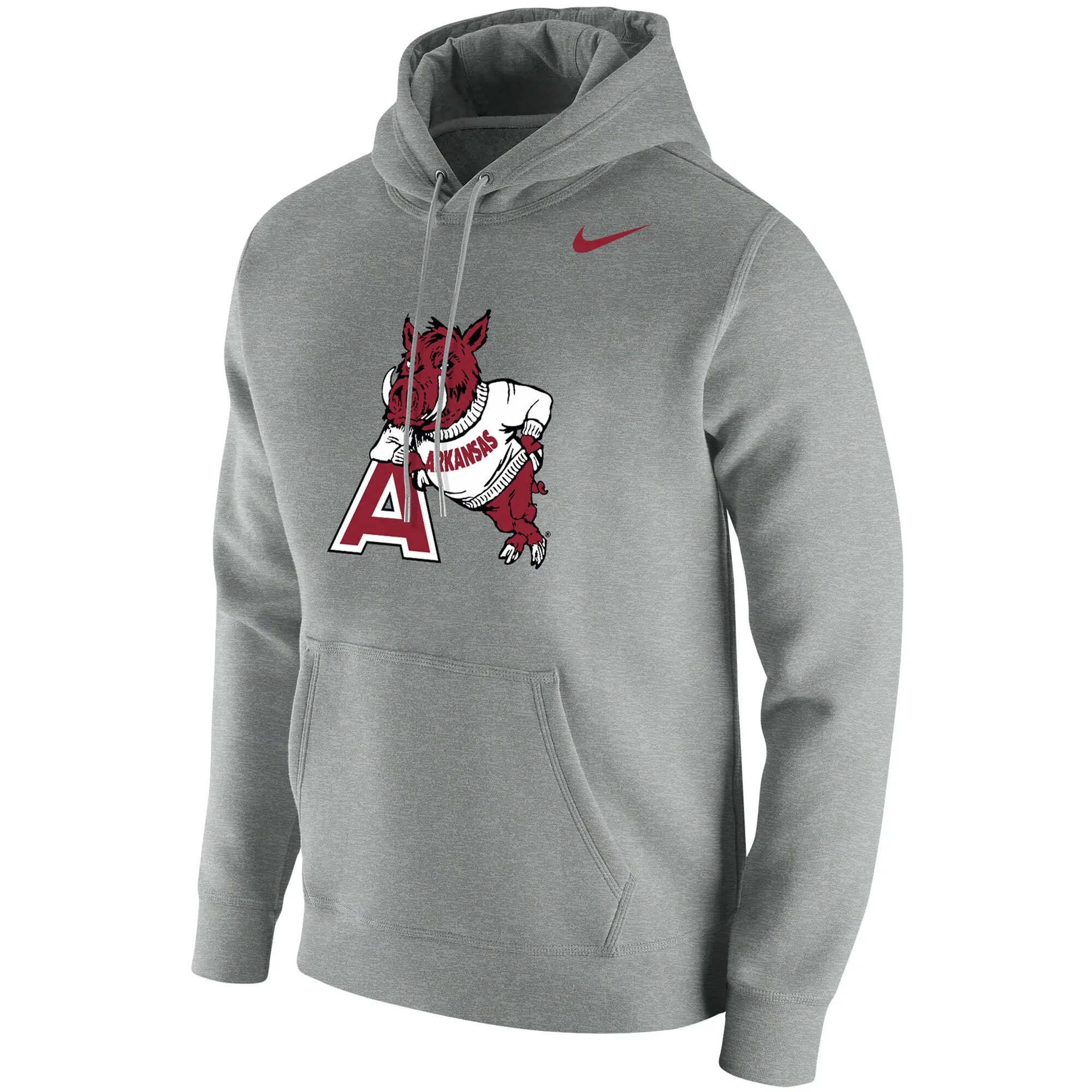 Men's Nike Heathered Gray Arkansas Razorbacks Vintage School Logo Pullover Hoodie