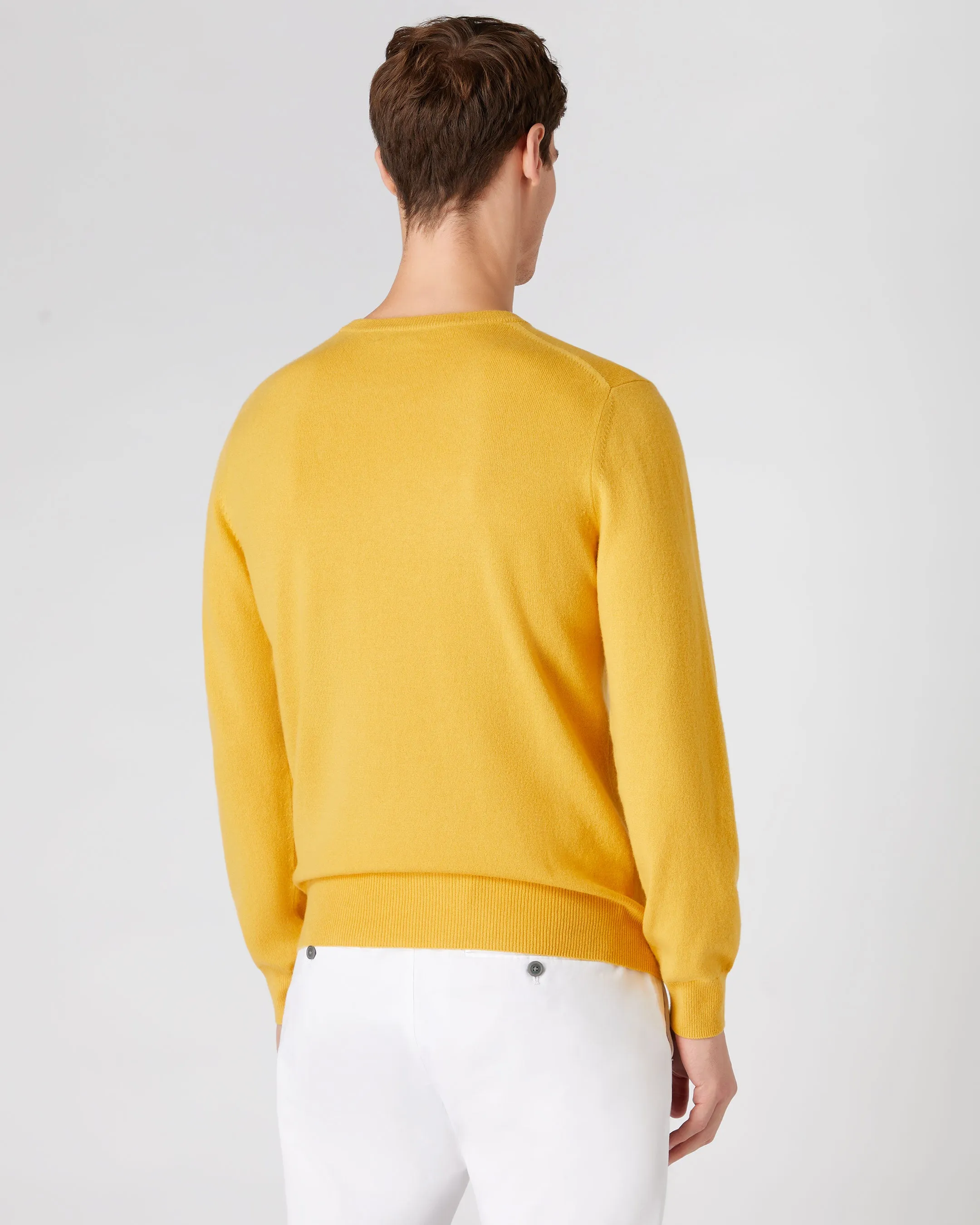 Men's The Oxford Round Neck Cashmere Jumper Canary Yellow