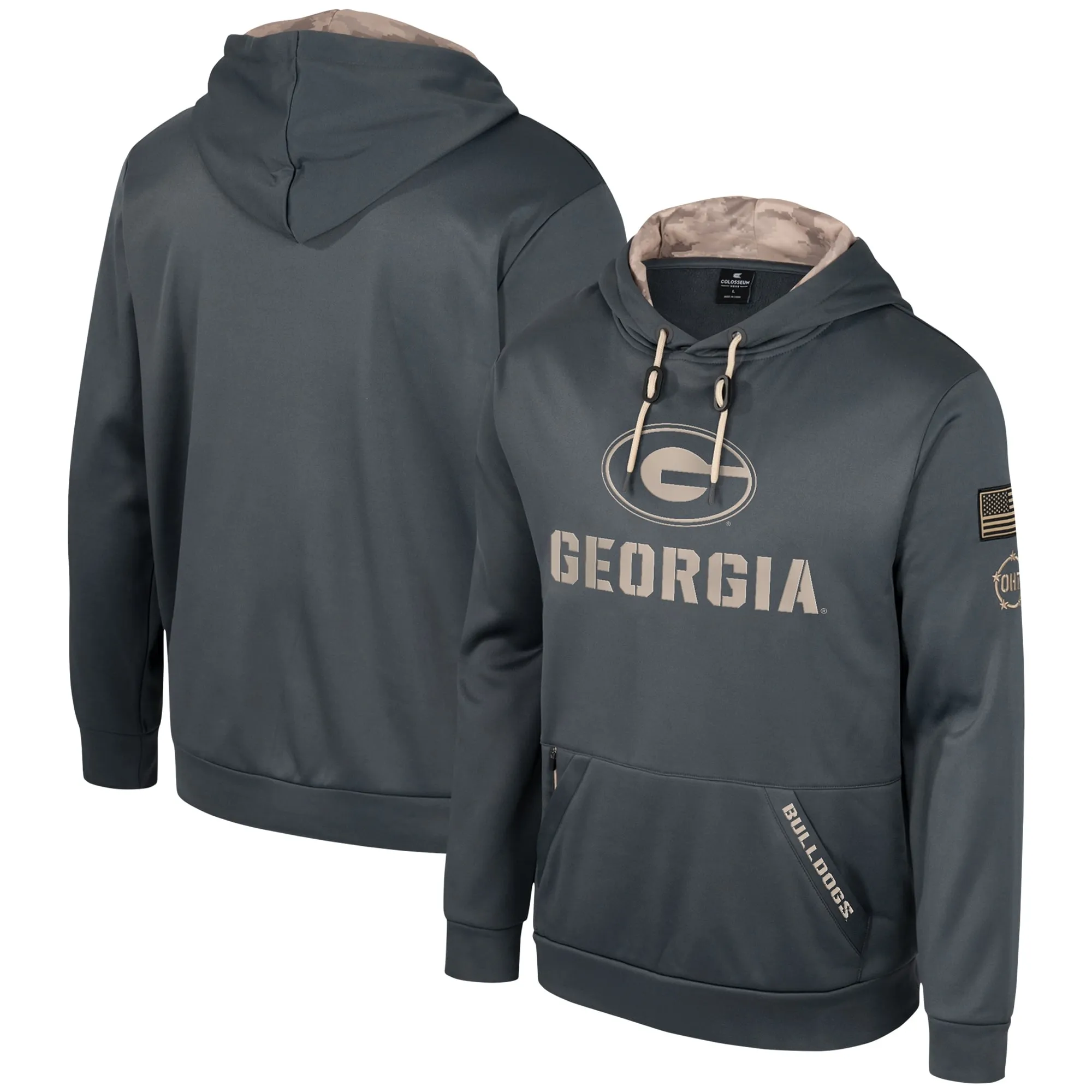 Men's Colosseum Charcoal Georgia Bulldogs OHT Military Appreciation Pullover Hoodie