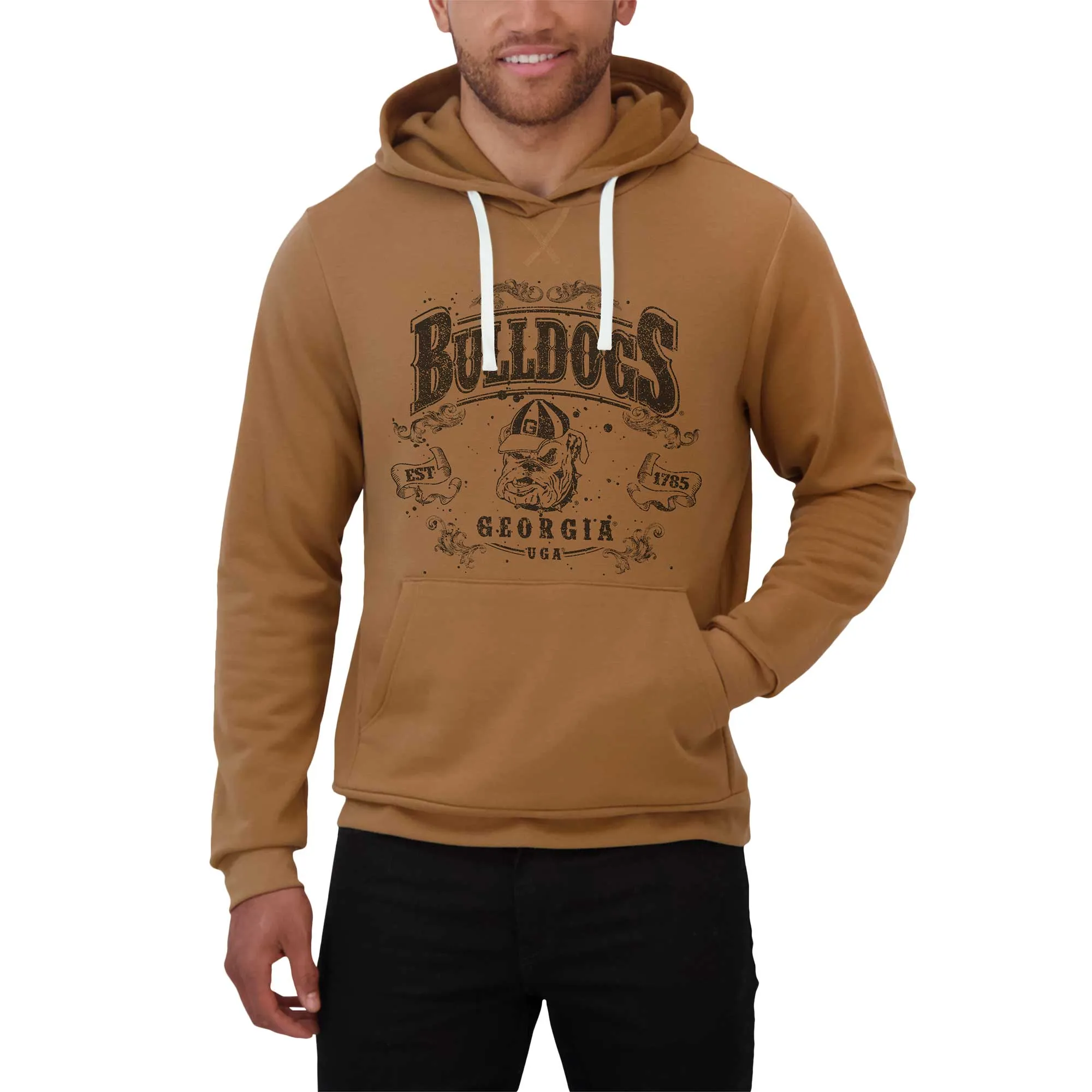 Men's Darius Rucker Collection by Fanatics Tan Georgia Bulldogs Camp Fleece Tri-Blend Pullover Hoodie