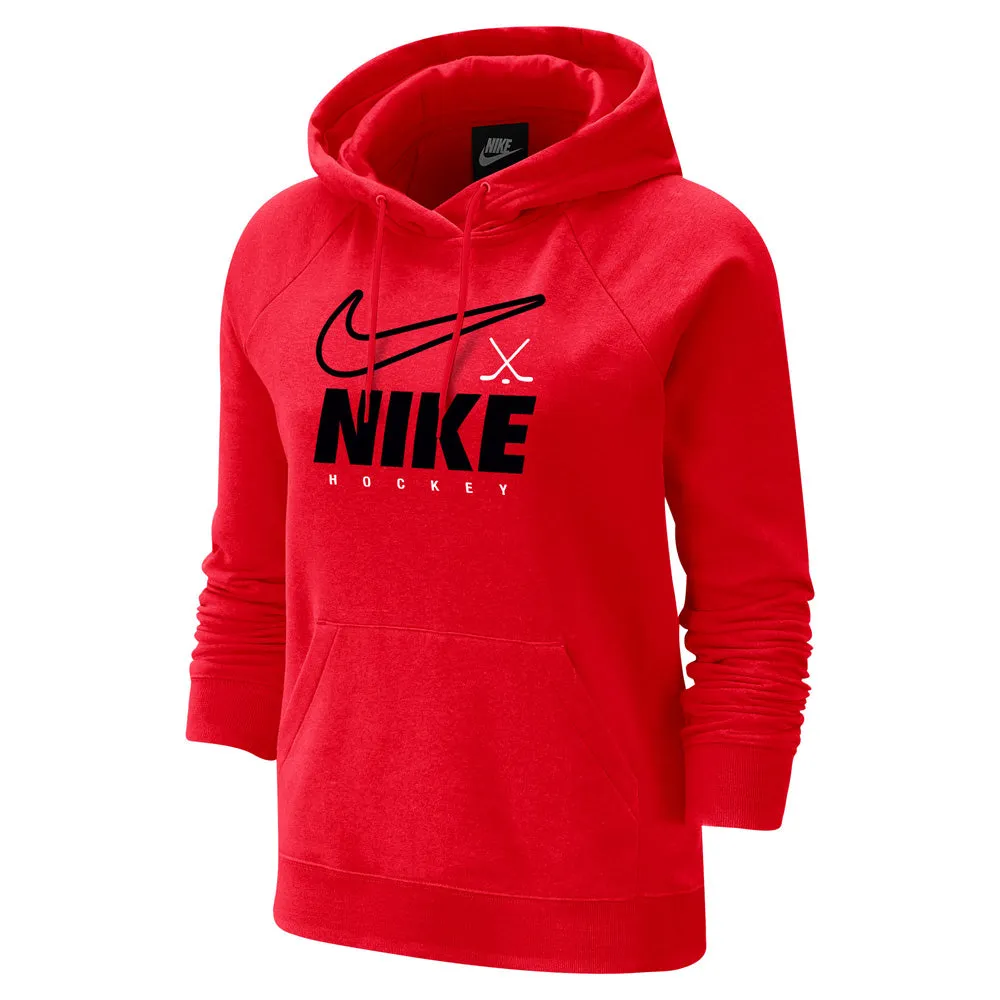 NIKE WOMEN'S HOCKEY VARSITY FLEECE RED PULLOVER HOODIE