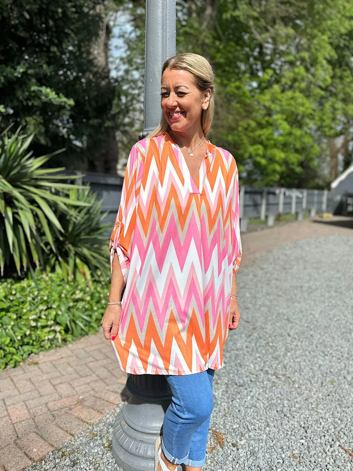 Orange Zig Zag Soft Touch Tunic Gloria