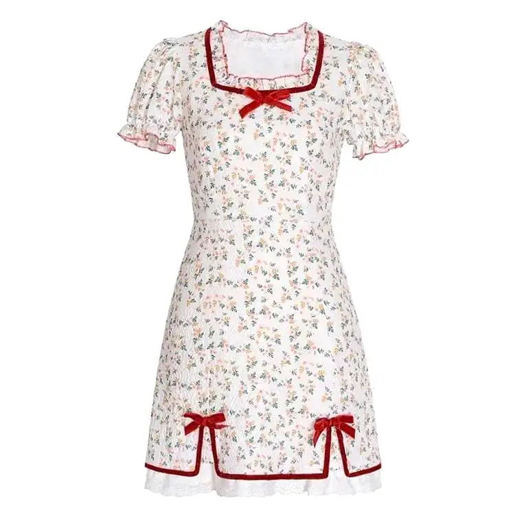 Petal Forest Kawaii Princess Floral Cottage Mini Dress