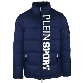 Plein Sport Vertical Logo Padded Navy Jacket