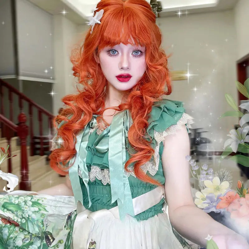 Princess Aria Orange Curly Wig ON1514