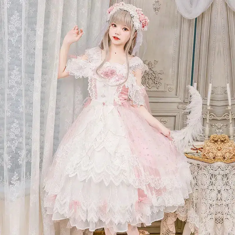 Princess Kawaii Pink Lolita Lace Dress MK17703