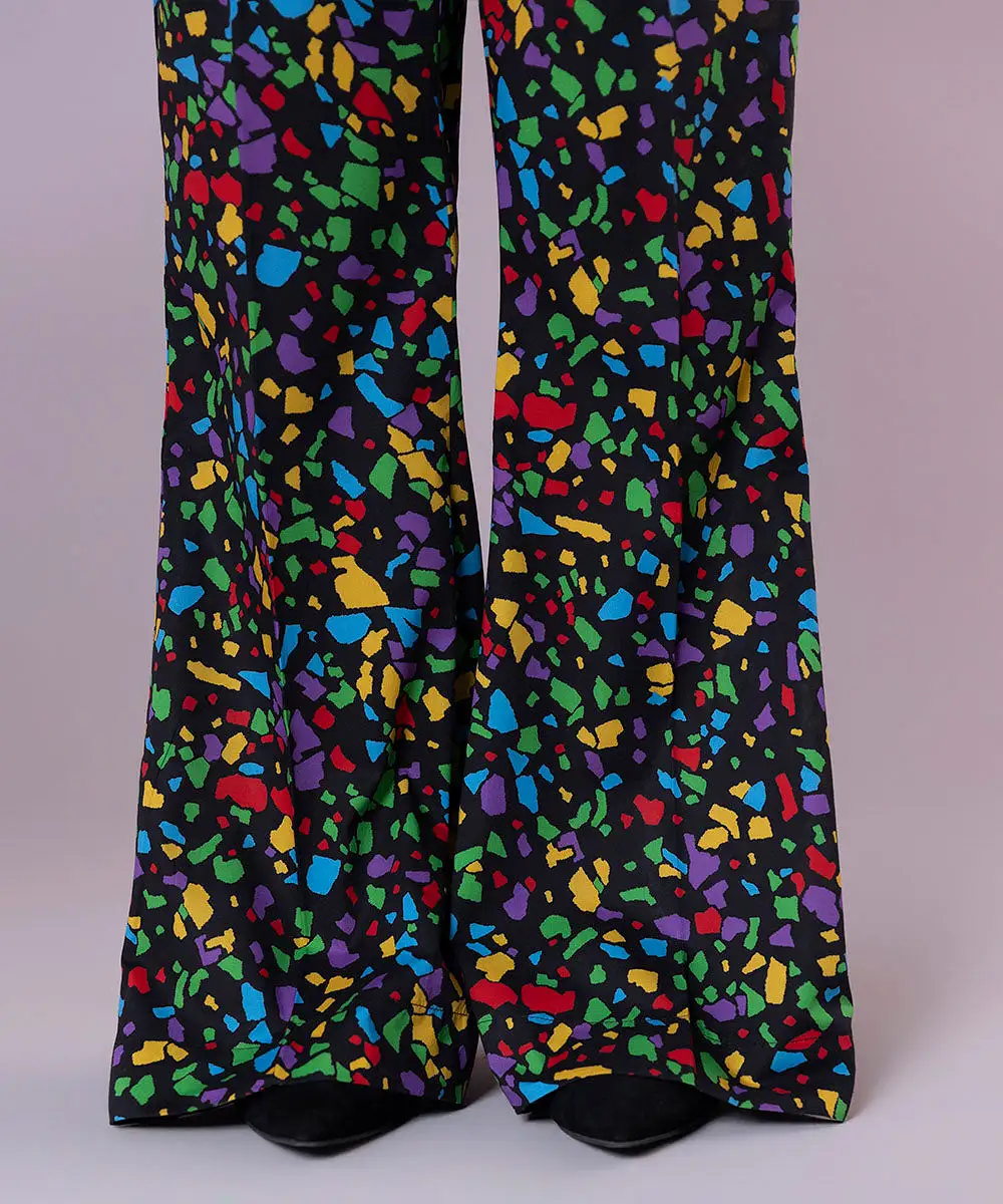 Printed Cotton Boot-cut Pants