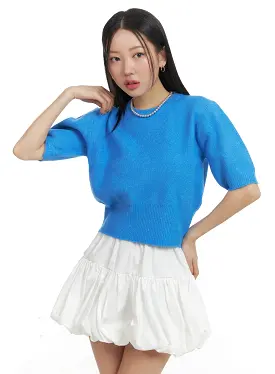 Puff Sleeve Crop Sweater OM428