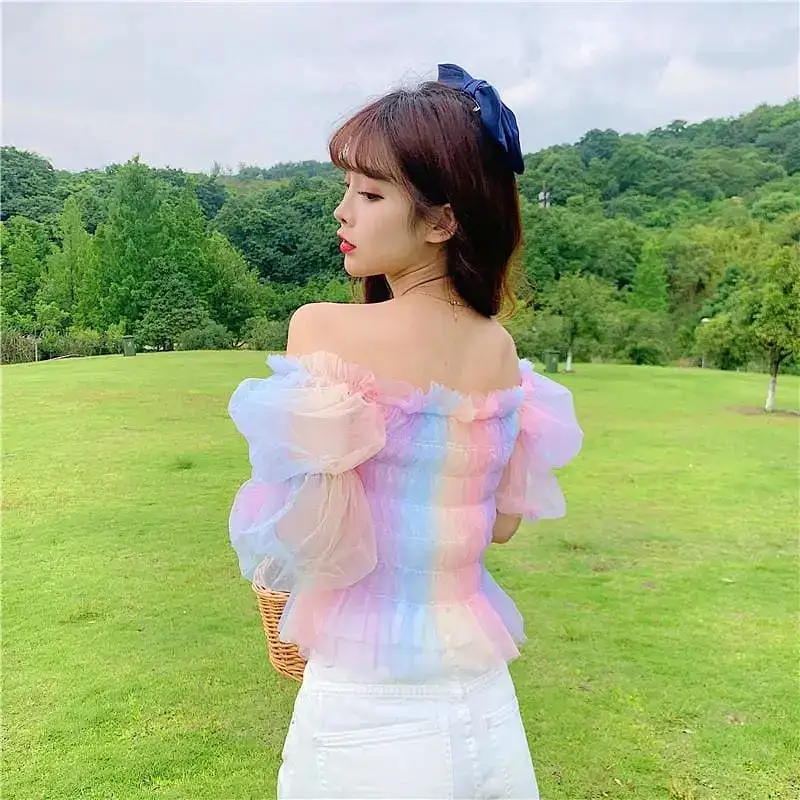 Rainbow Pastel Kawaii Aesthetic Princess Crop Top MK18909