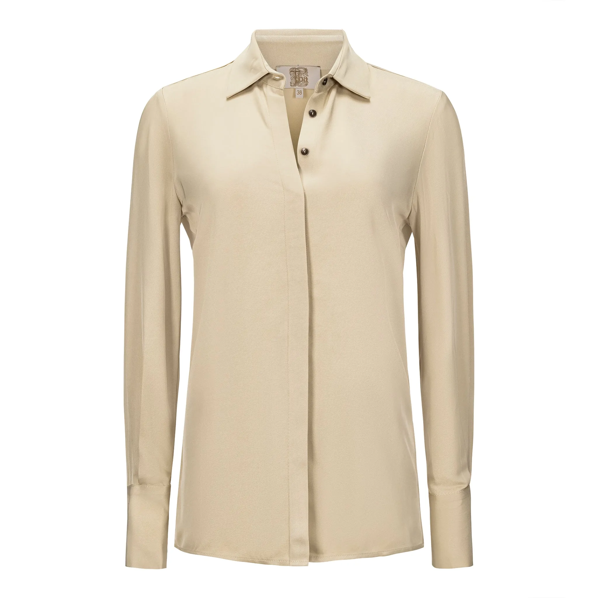 Rania French Cuff Blouse - Sand