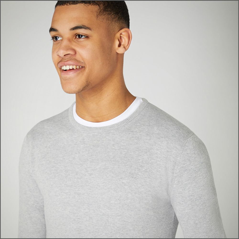 Remus Uomo Cotton Grey Crew Neck Sweater>>