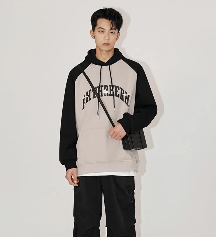 RT No. 6507 TWO TONE LETTERED PULLOVER HOODIE