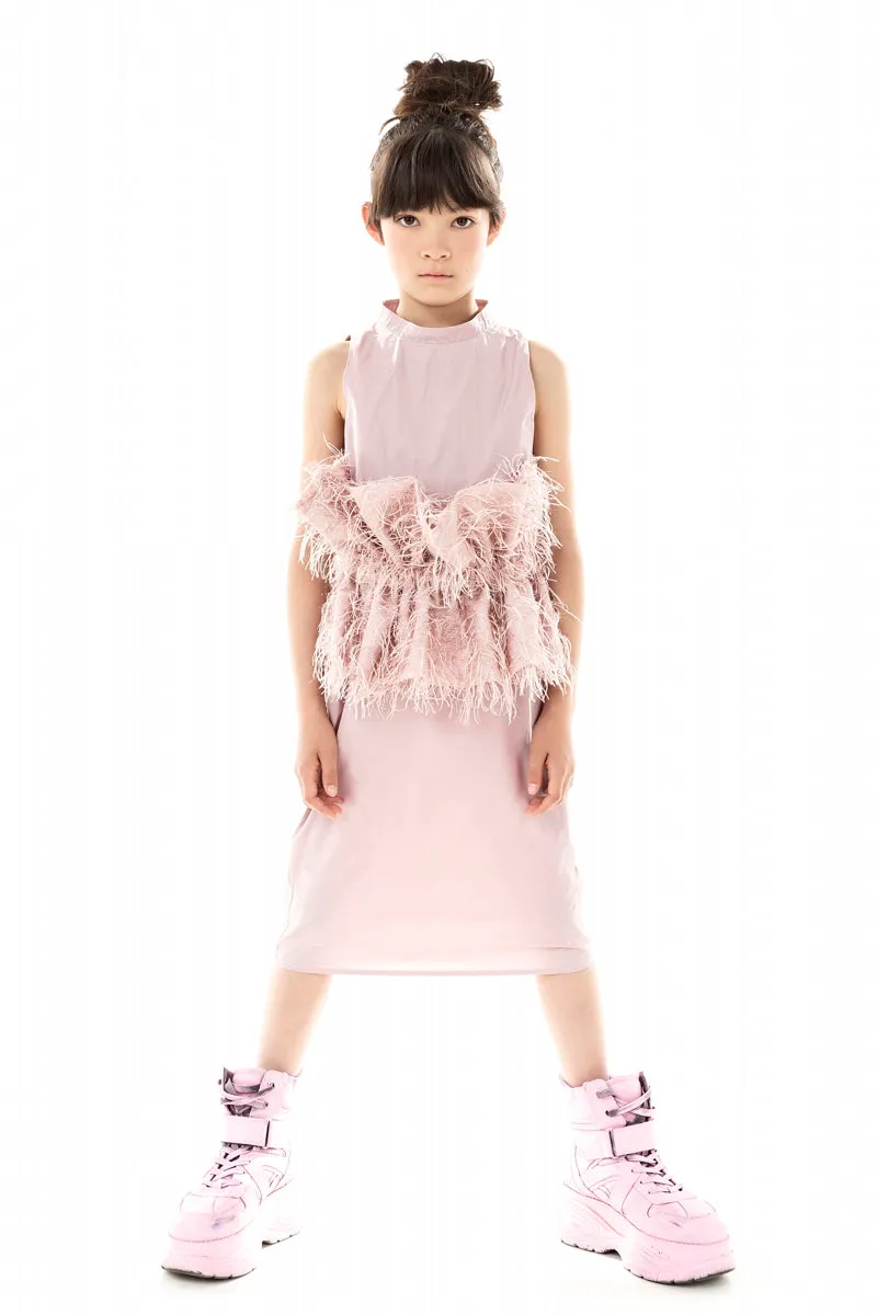 RUFFLE BELT PINK DRESS