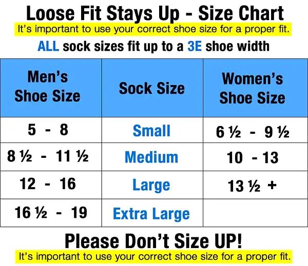 Sale: 6-Pack Loose Fit Stays Up Cotton Casual Crew Socks Made in USA by Extra Wide