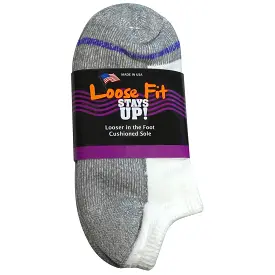 Sale: 6-Pack Loose Fit Stays Up Cotton Casual No Show Socks Made in USA by Extra Wide