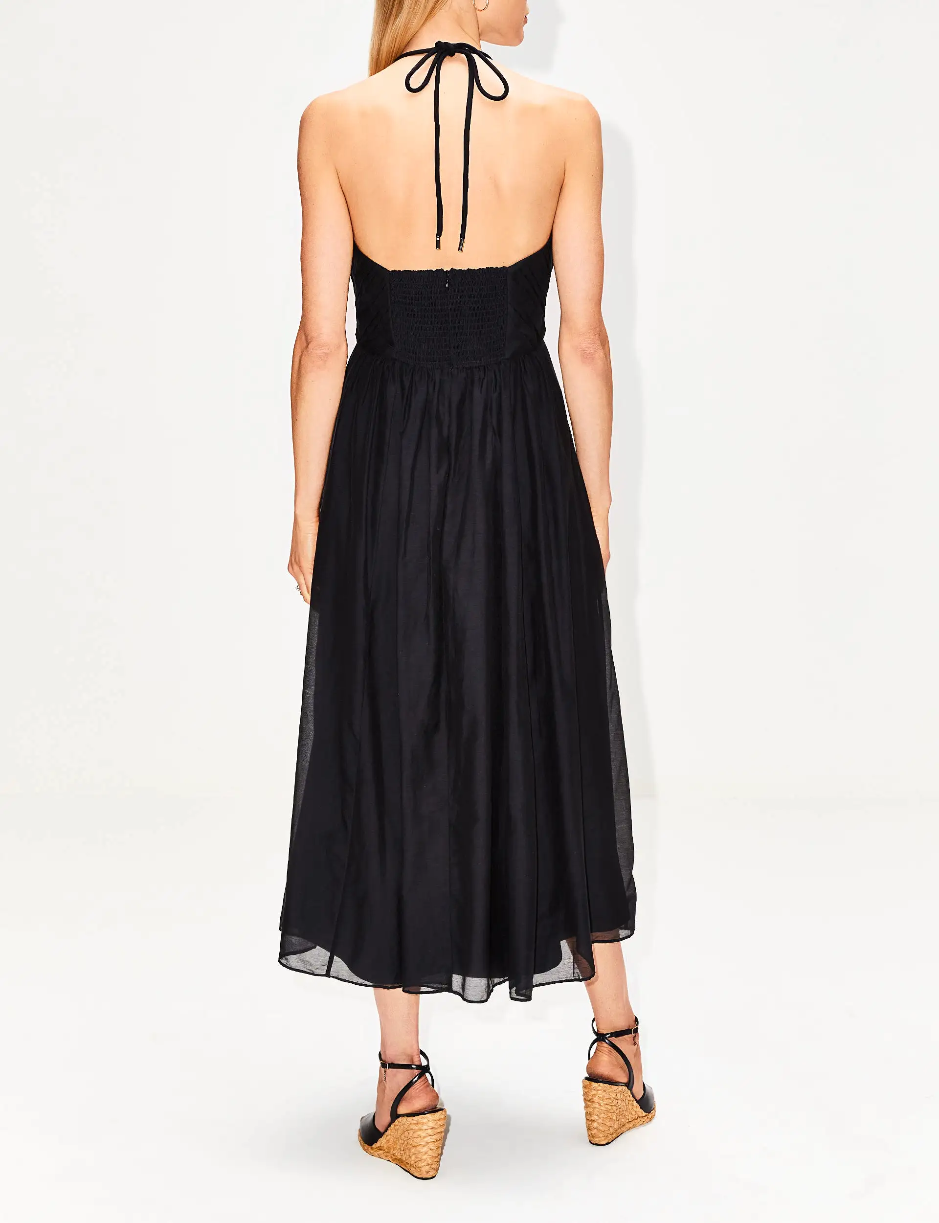 Shirred Halter Dress