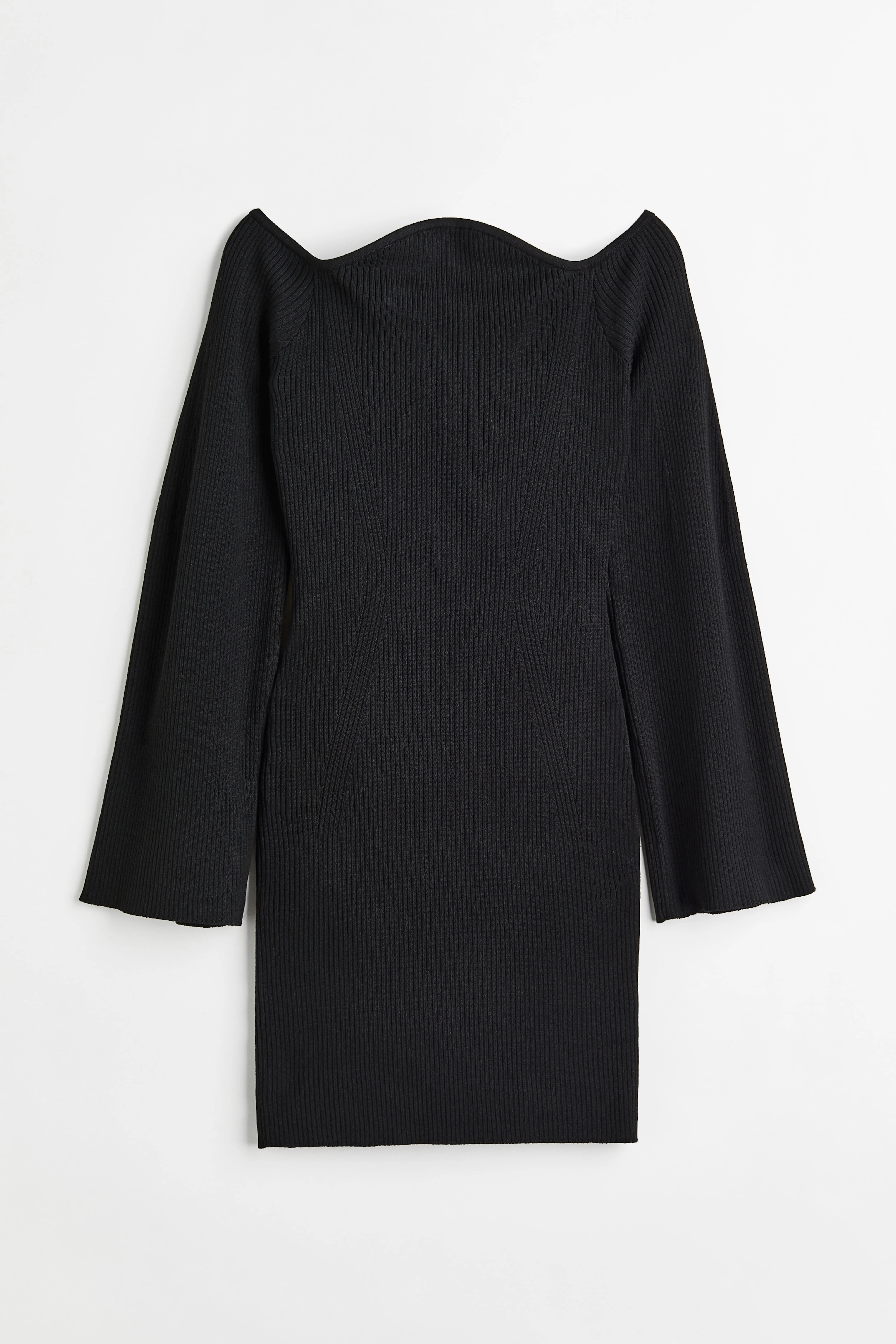 Short bodycon dress - Asymmetric neckline - Long sleeve - Black - Ladies | H&M GB